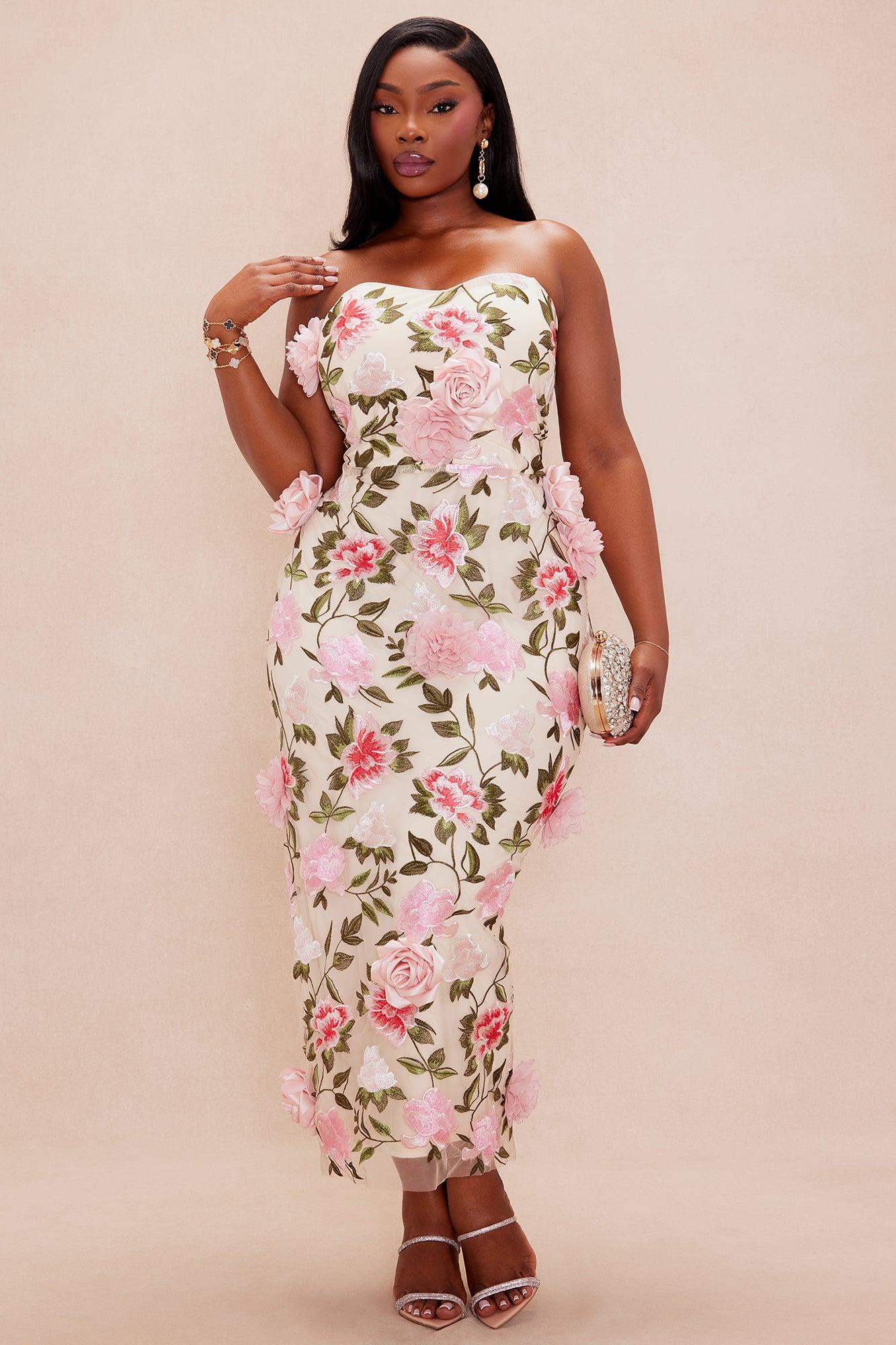 Mary Embroidered Midi Dress - Pink/combo Product Image