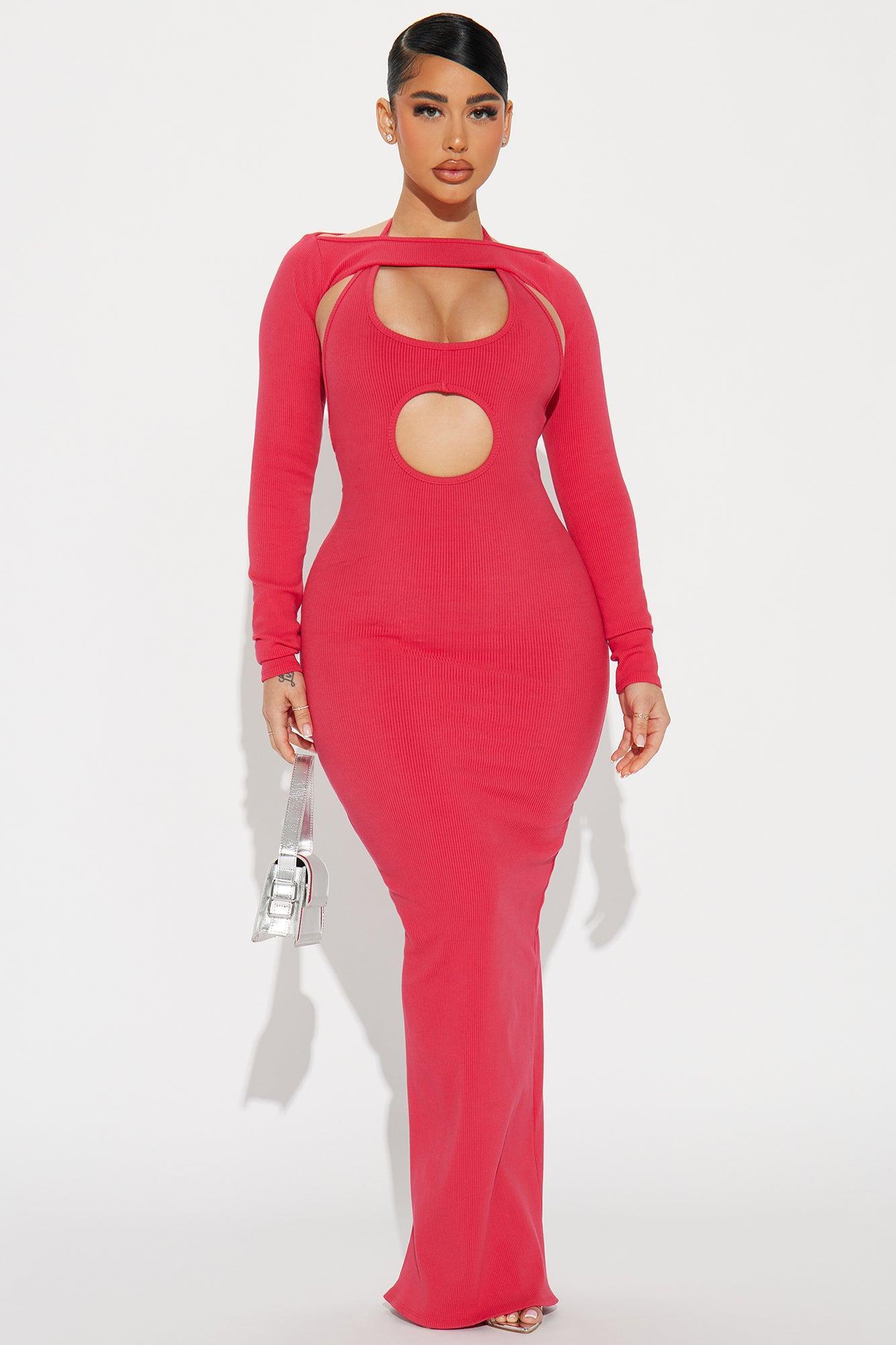 Mari Snatched Maxi Dress - Raspberry Product Image