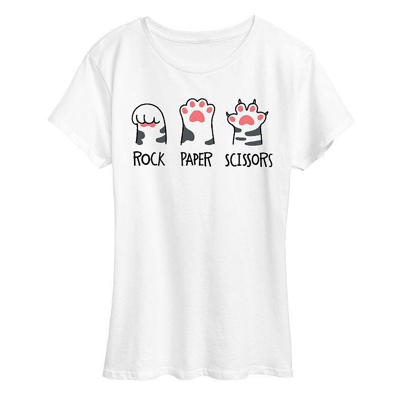 Women's Rock Paper Claws Graphic Tee, Girl's, Size: XXL, White Product Image