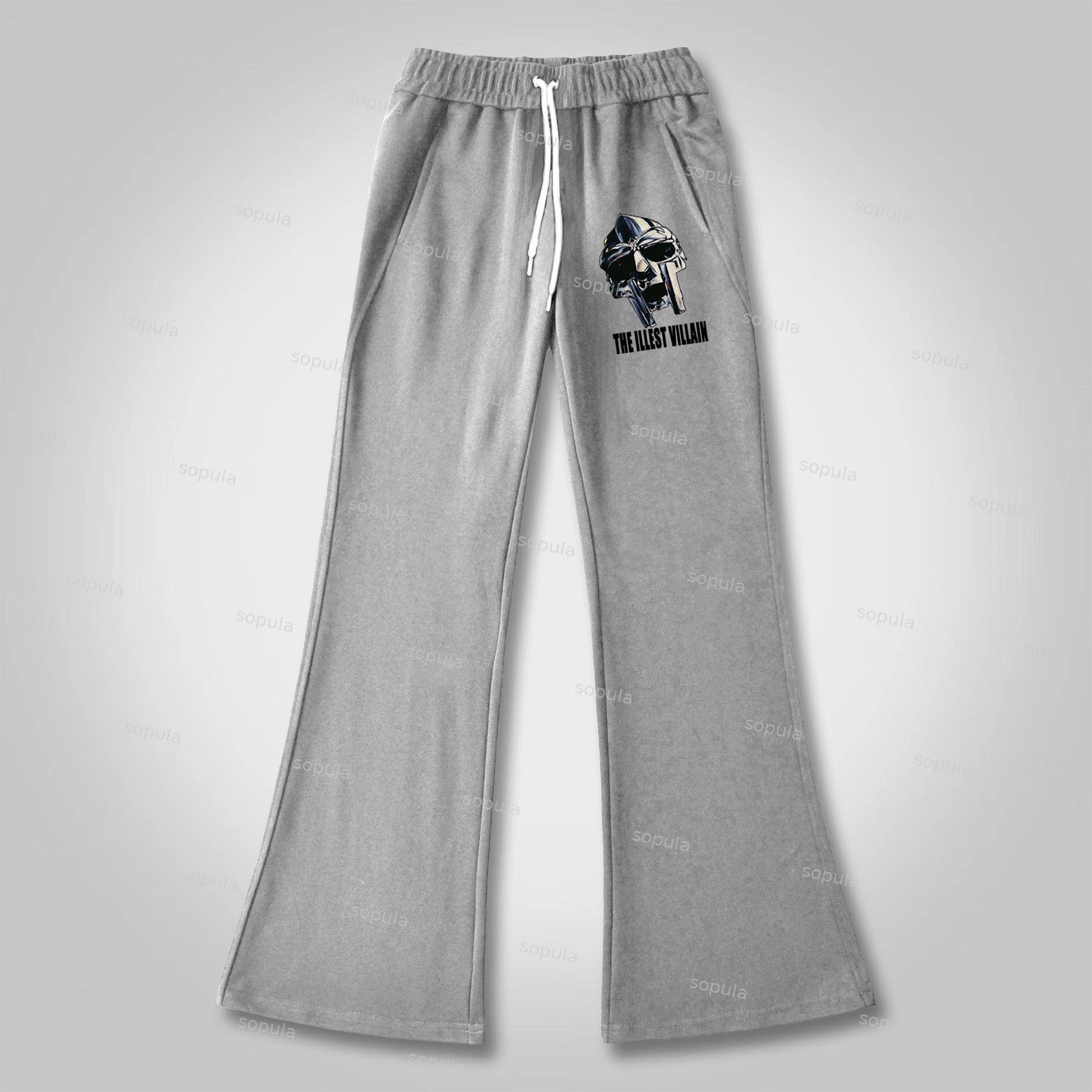 Sopula Vintage The Illest Villain Mf Doom Graphic Print Flared Sweatpants Product Image
