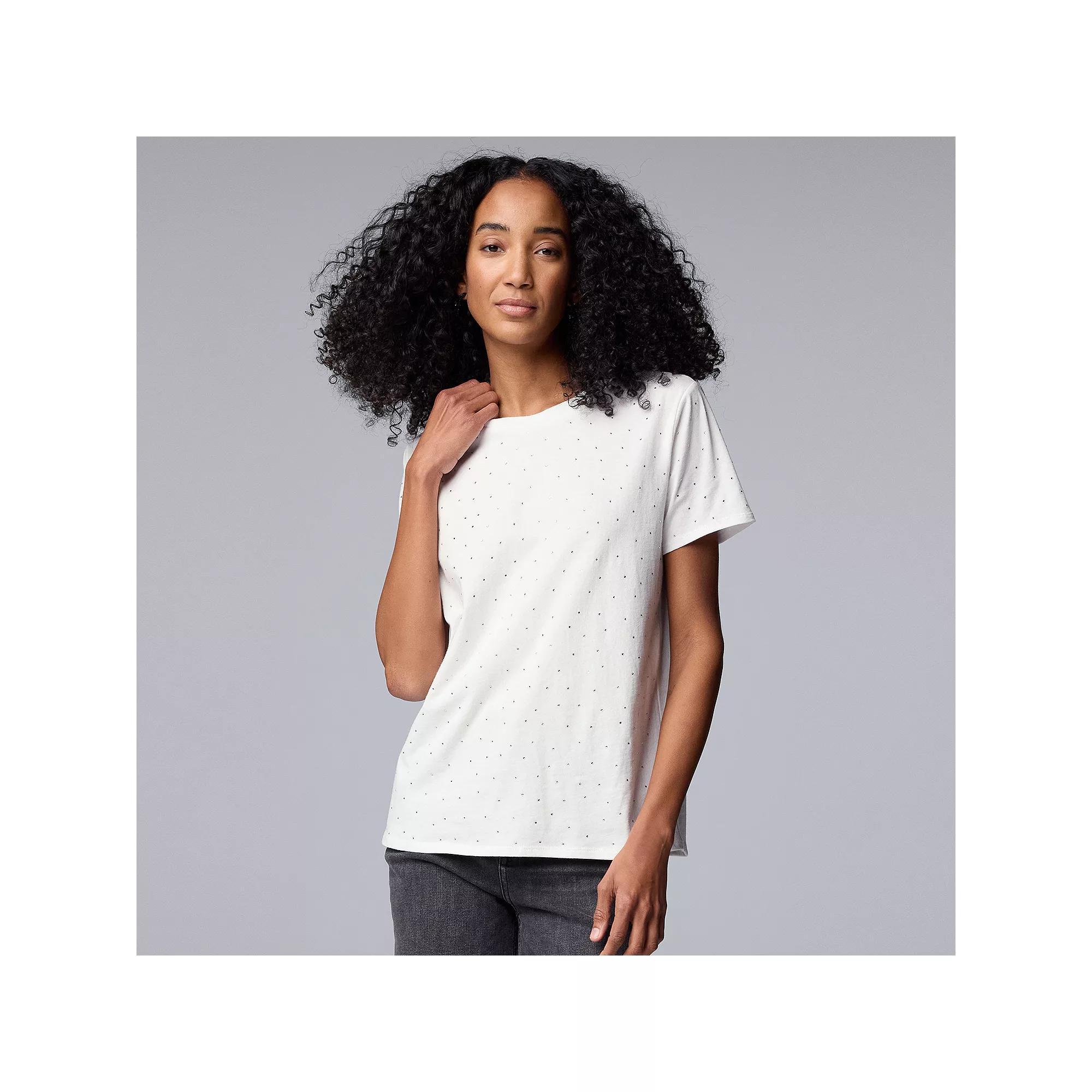 Women's Simply Vera Vera Wang Boyfriend Tee, Size: Large, Modern White Product Image