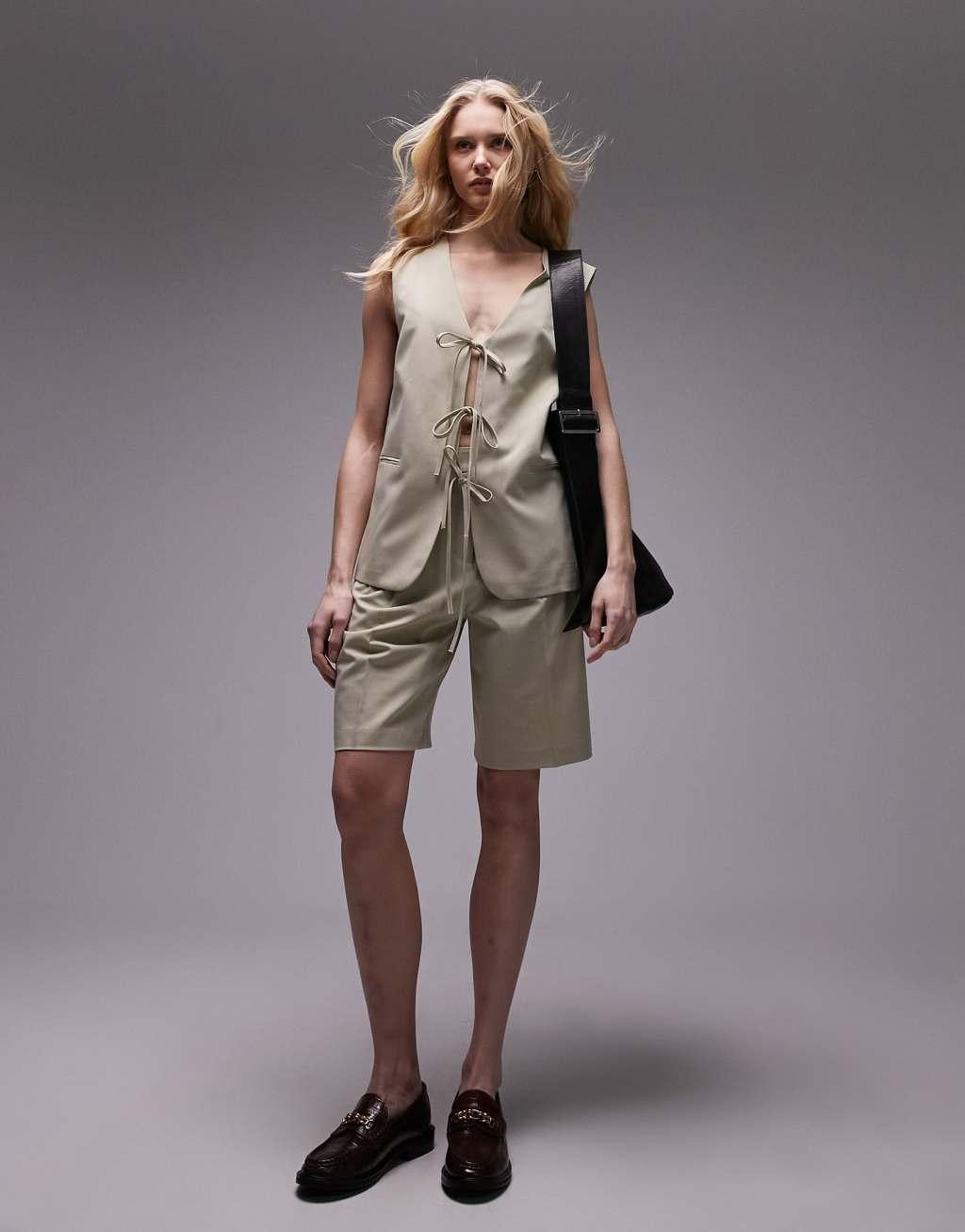 Topshop tailored tie front vest Product Image