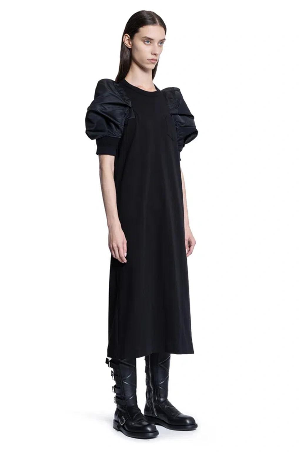 SACAI Nylon Twill X Cotton Jersey Dress In Black Product Image