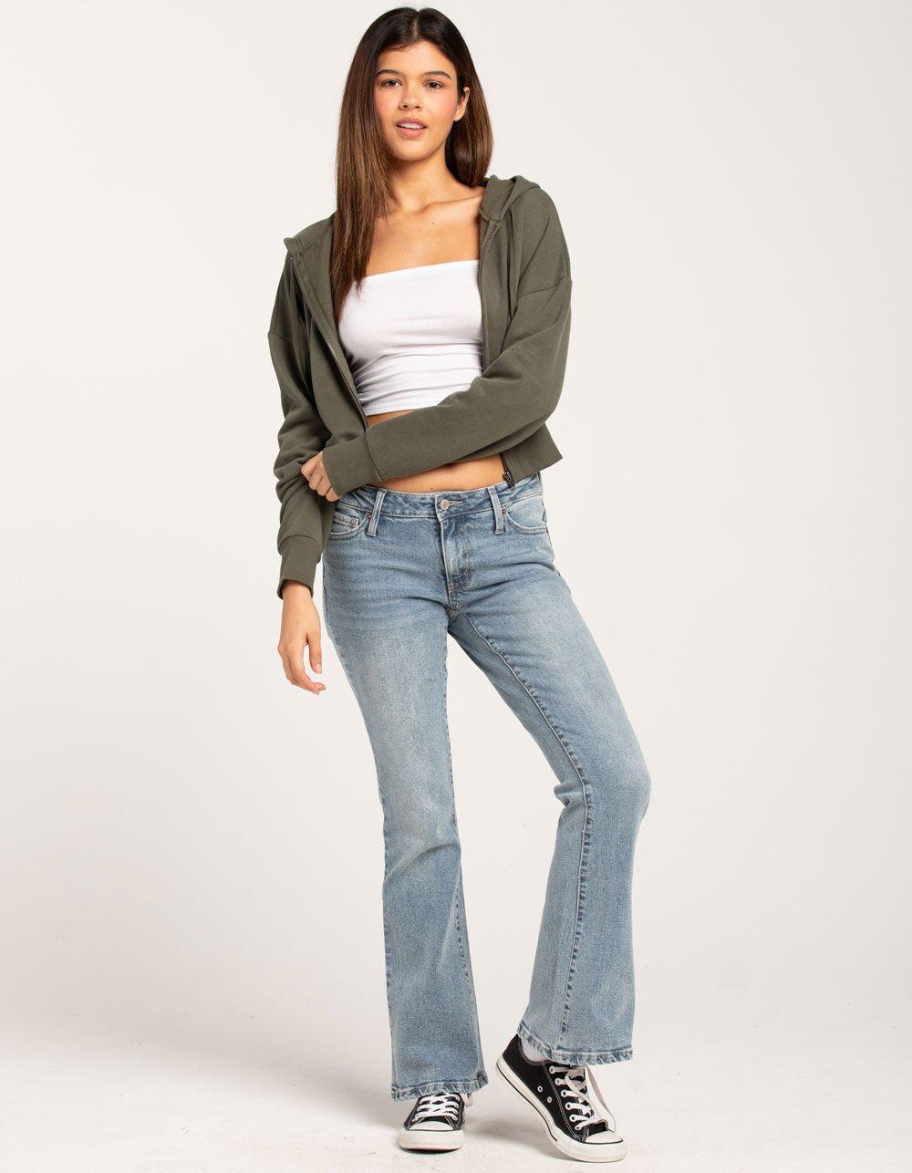 TILLYS Cropped Zip-Up Womens Hoodie - HEATHER GRAY Product Image