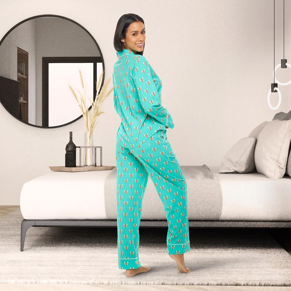 ADR Women's Soft Cotton Knit Jersey Pajamas Lounge Set, Long Sleeve Top and Pants with Pockets Product Image