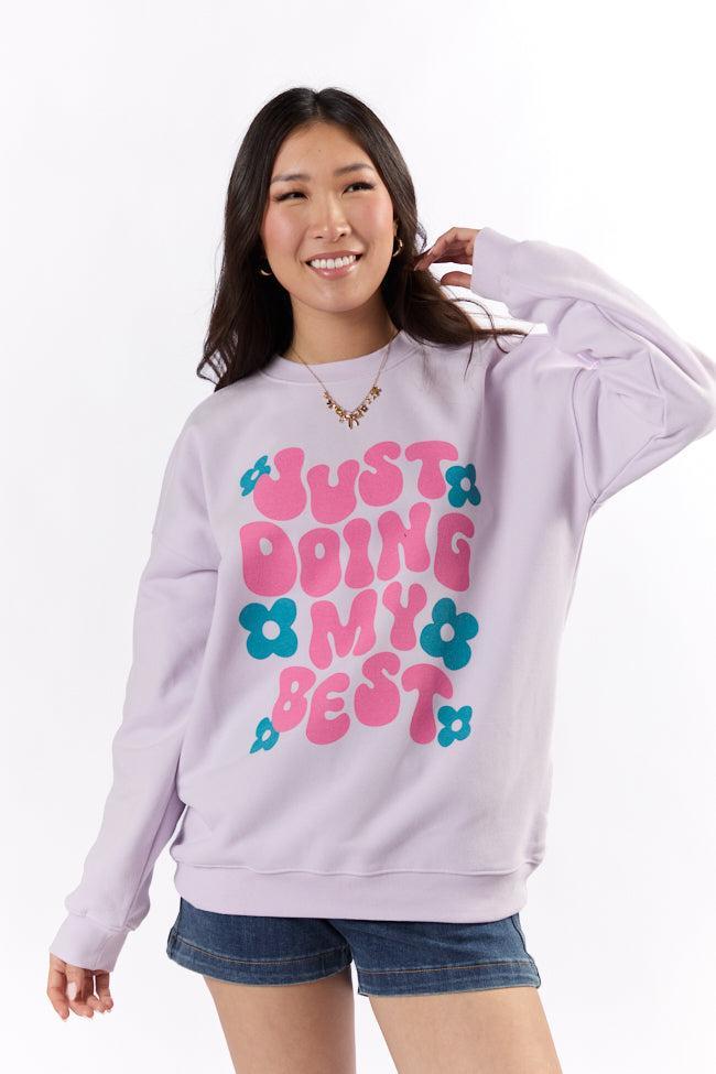 Just Doing My Best Light Lilac Graphic Sweatshirt Product Image