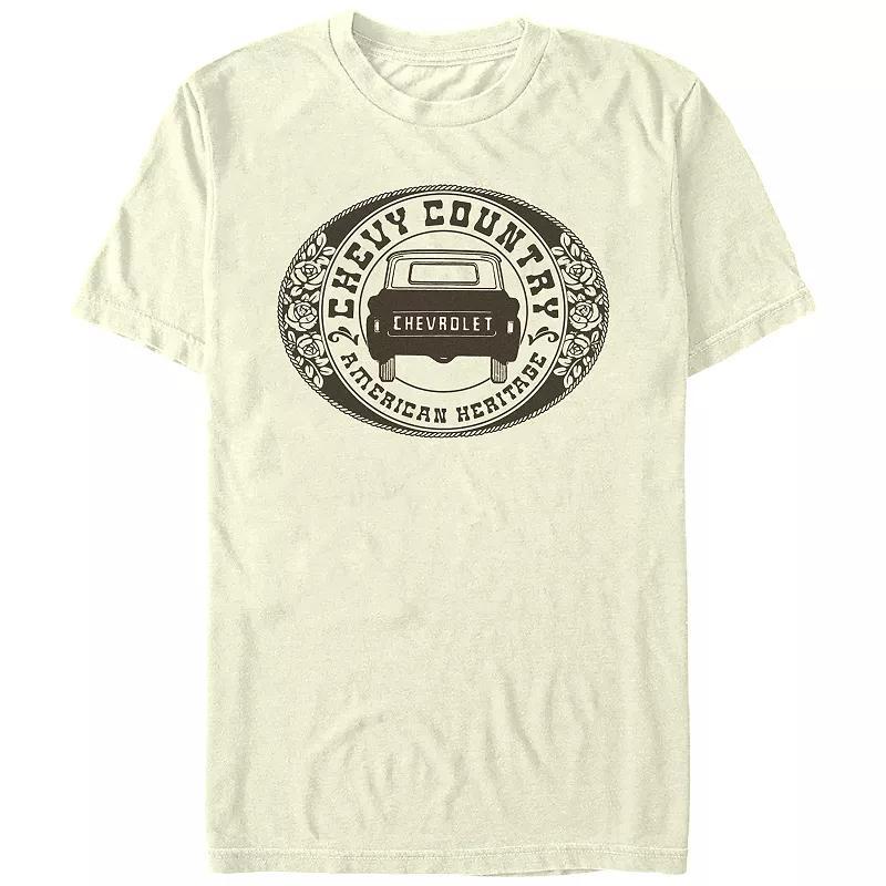 Men's Chevy Country American Heritage Badge Graphic Tee, Size: Large, Natural Product Image