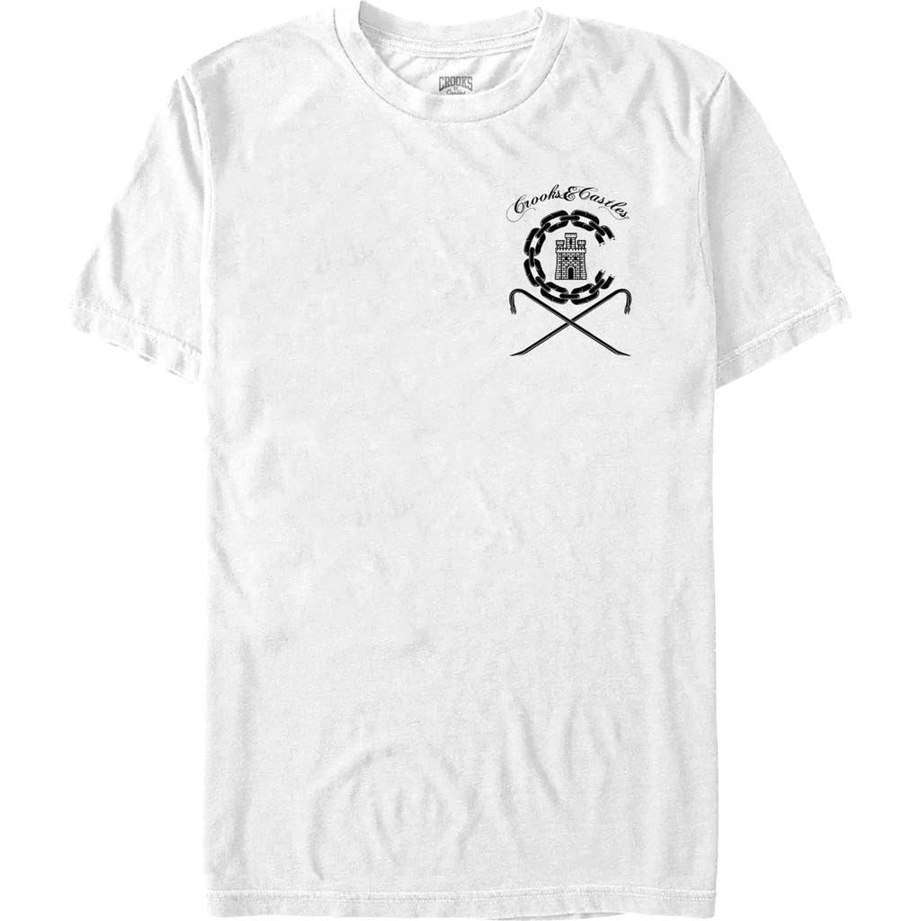 Men's Crooks & Castles Ancient Tower Badge  Graphic T-Shirt in White at Nordstrom, Size 3X Big Product Image
