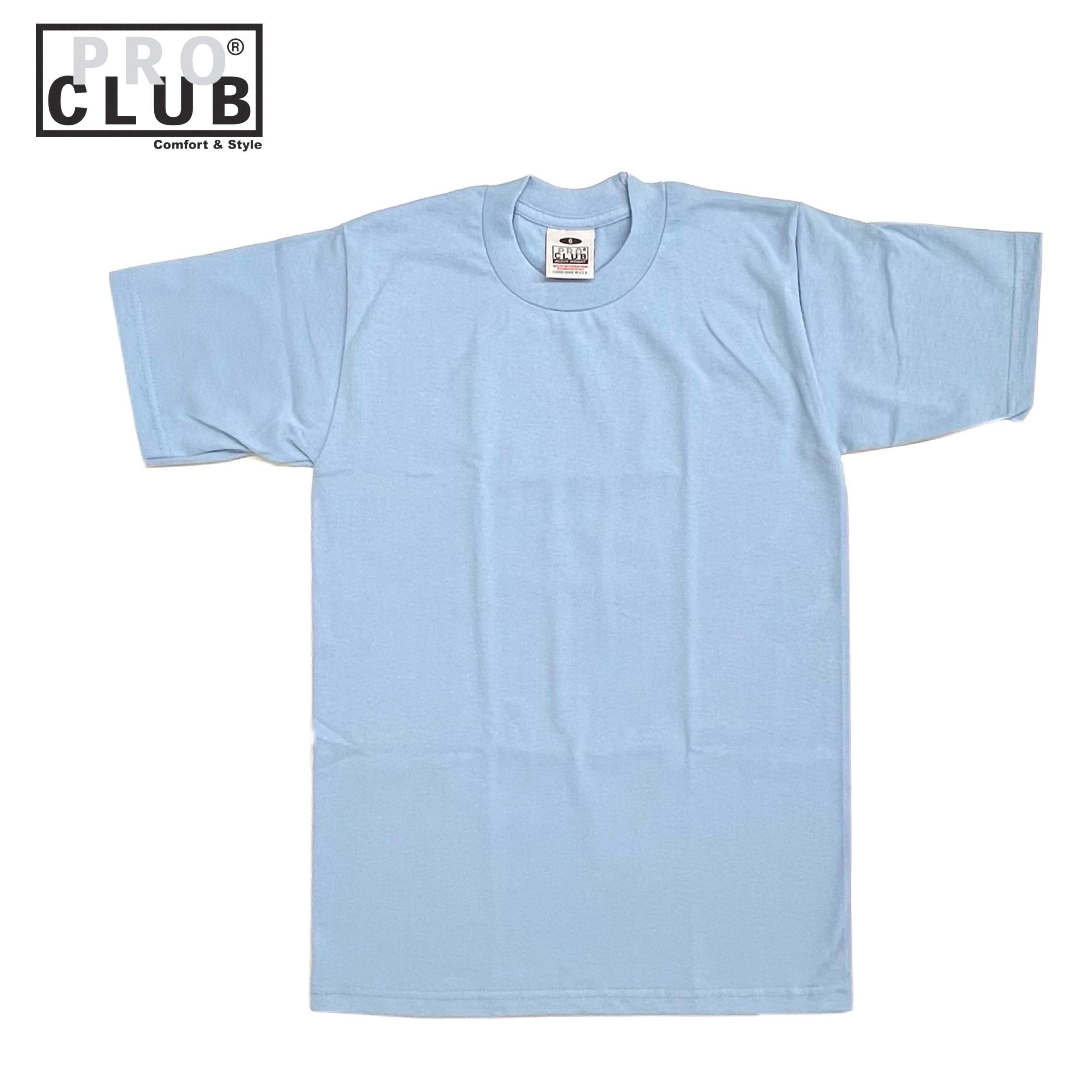 Pro Club Men's Heavyweight Cotton Short Sleeve Crew Neck T-Shirt - Sky Blue Male Product Image