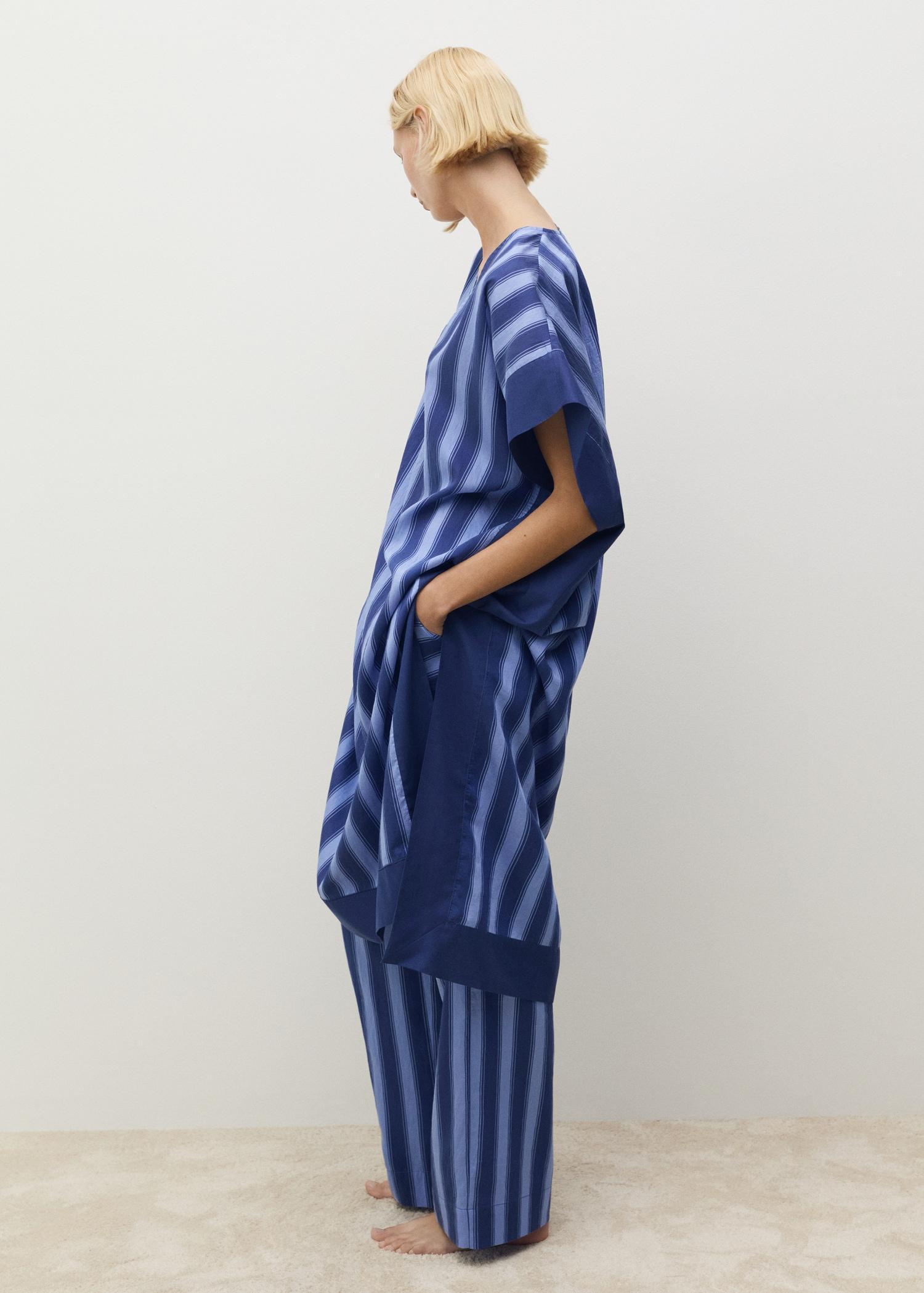 Woven lyocell pants with two-tone stripes - Women | MANGO USA Product Image