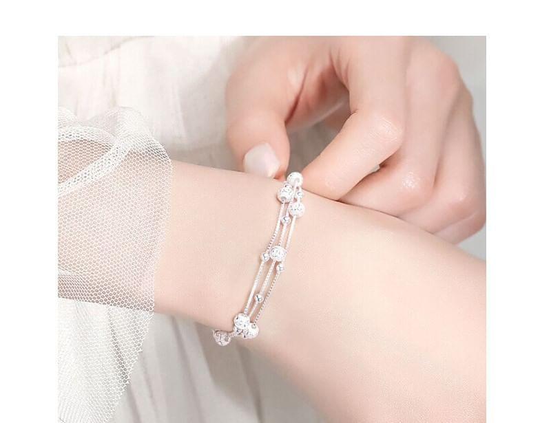 Beaded Layered Sterling Silver Bracelet Product Image