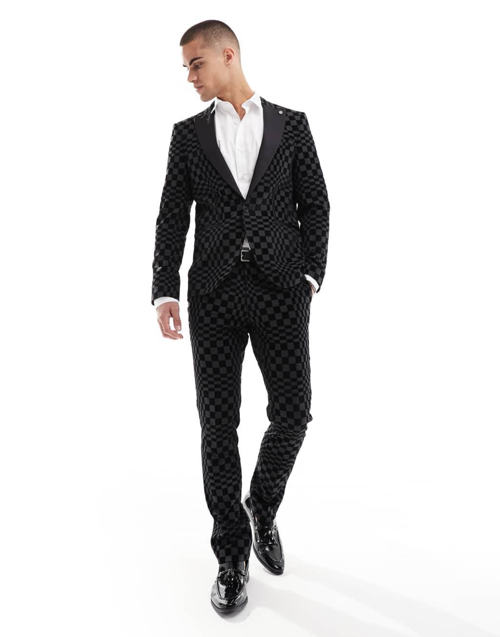 Twisted Tailor suit jacket in checker board print - part of a set Product Image