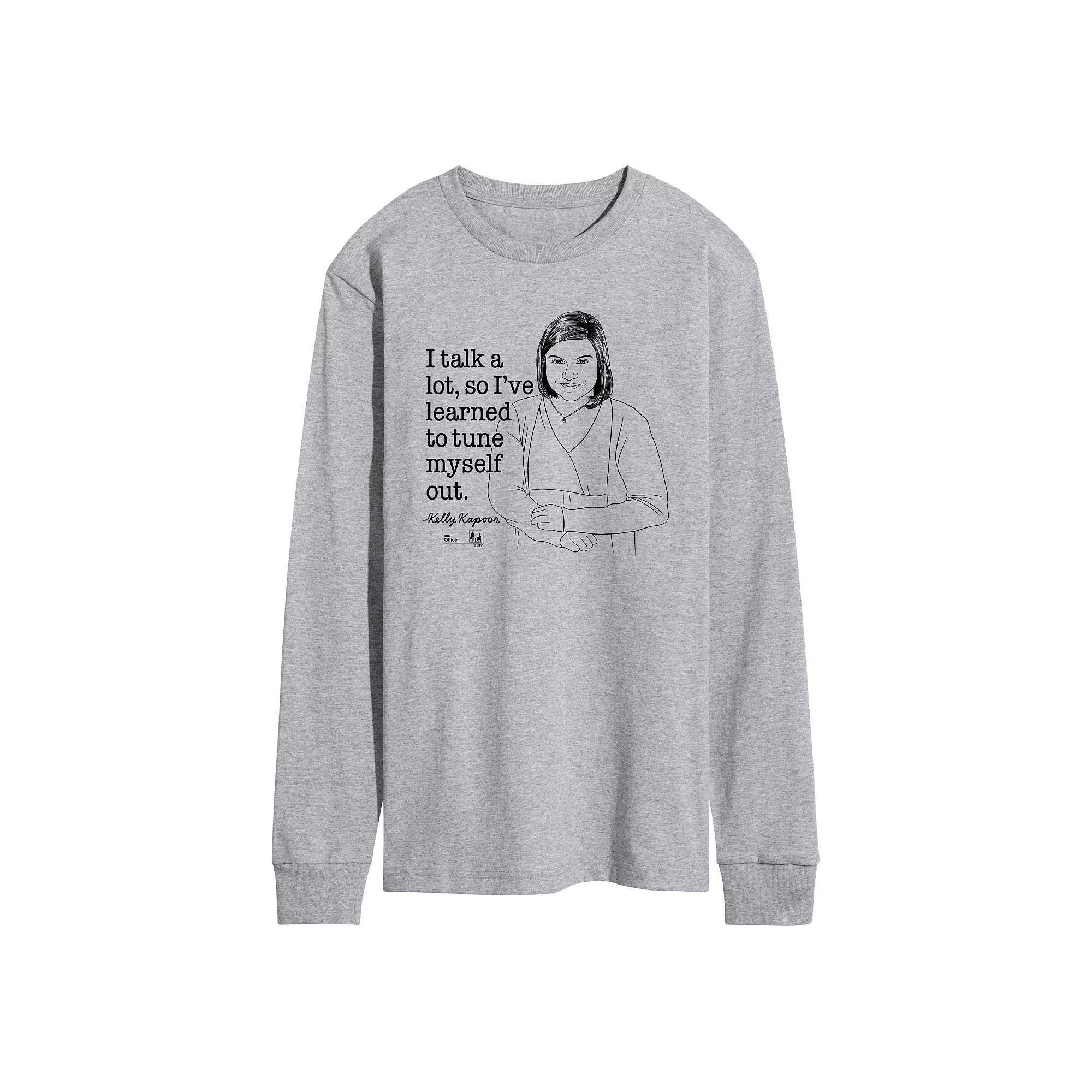 Mens The Office Kelly Tune Myself Out Long Sleeve Grey Gray Product Image