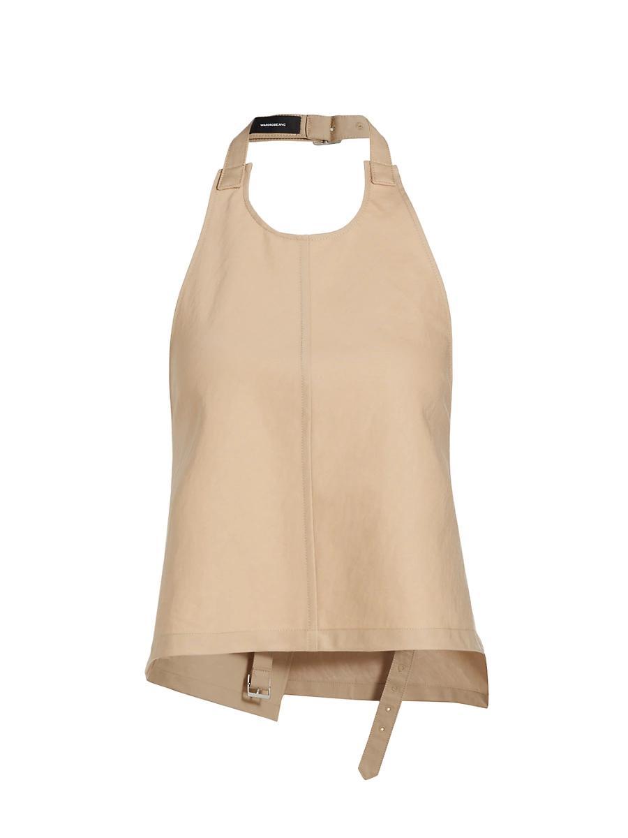Womens Drill Backless Halter Top Product Image
