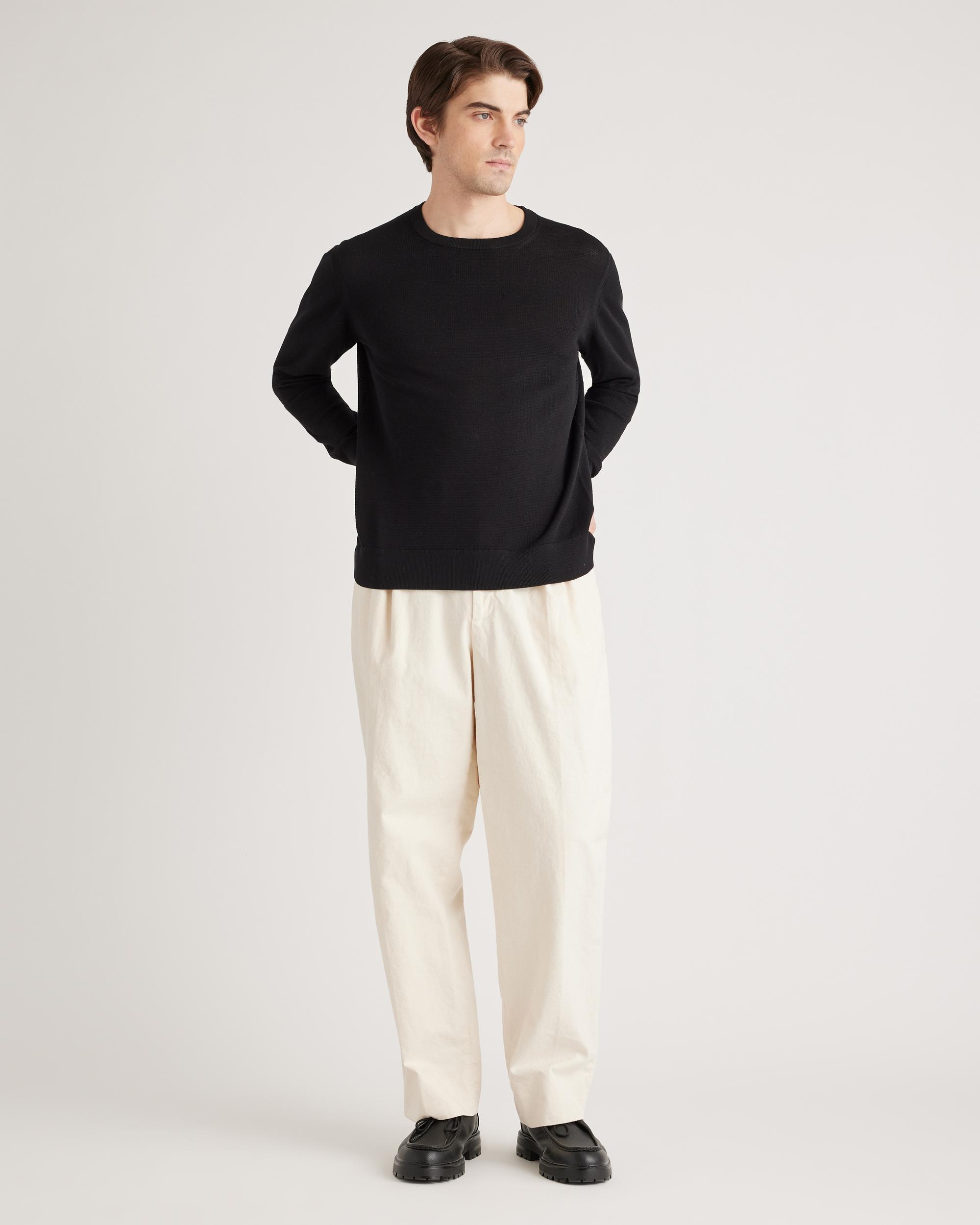 Quince | Men's -Silk Pique Crewneck Sweater Organic Cotton Product Image