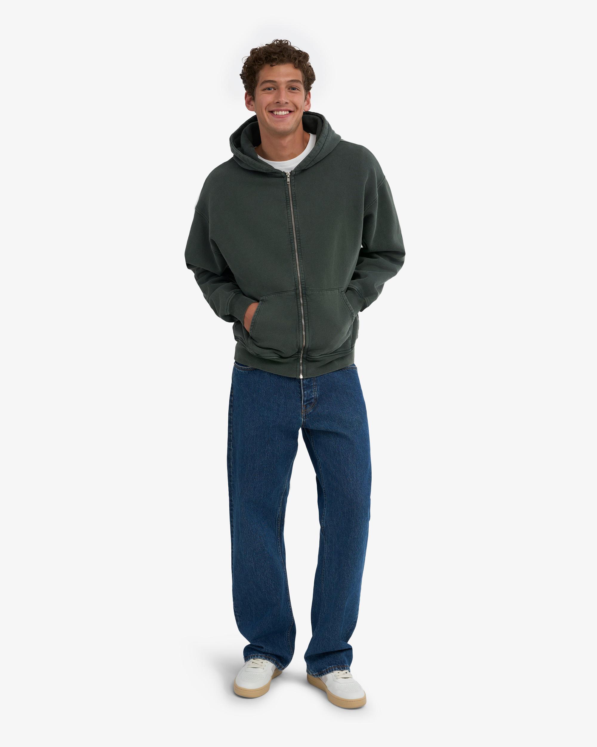 Organic Oversized Zip Hood - Deep Black Product Image