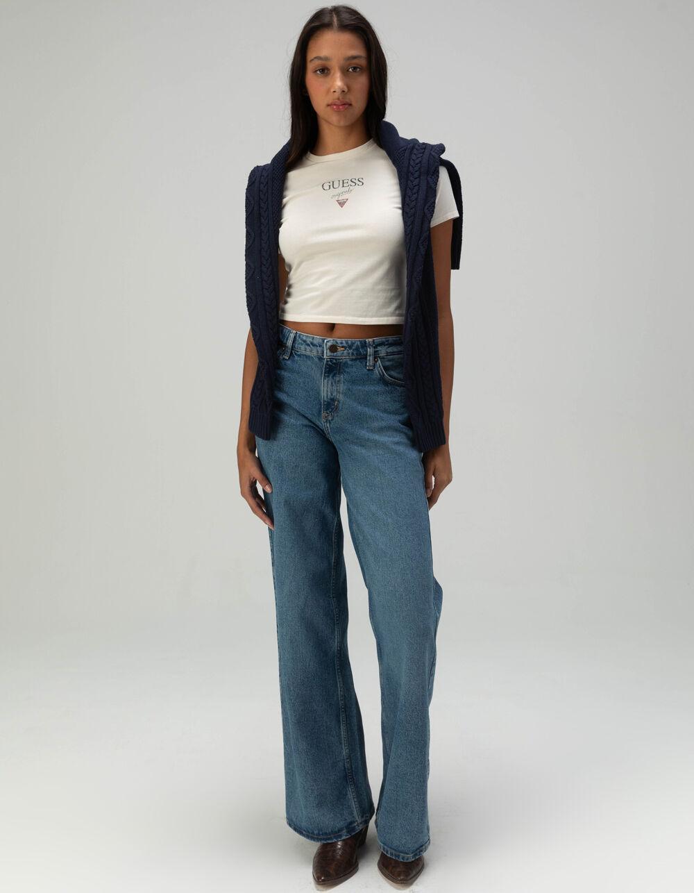 GUESS Baker Logo Womens Vintage Baby Tee - OFF WHITE Product Image