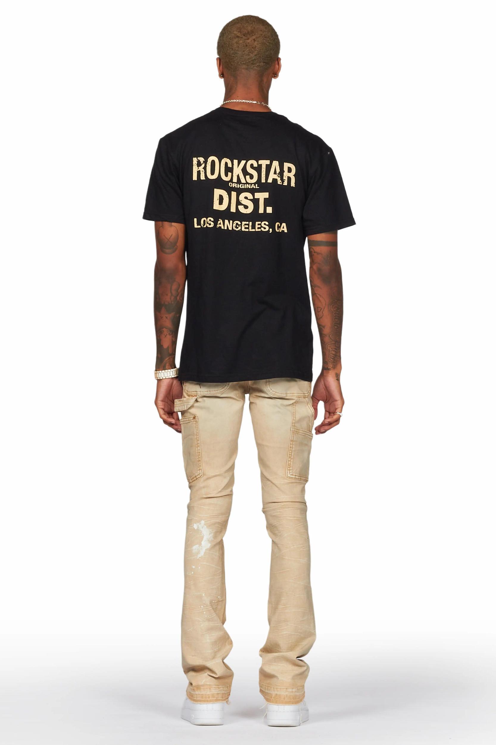 Zoticus Beige Stacked Flare Jean Male Product Image