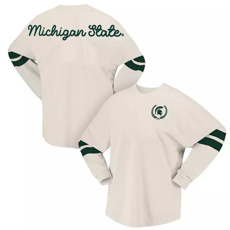 Women's Spirit Jersey Cream Michigan State Spartans Oversized T-Shirt, Size: XXL, Beige Product Image