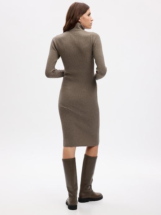 Turtleneck Rib Midi Sweater Dress Product Image