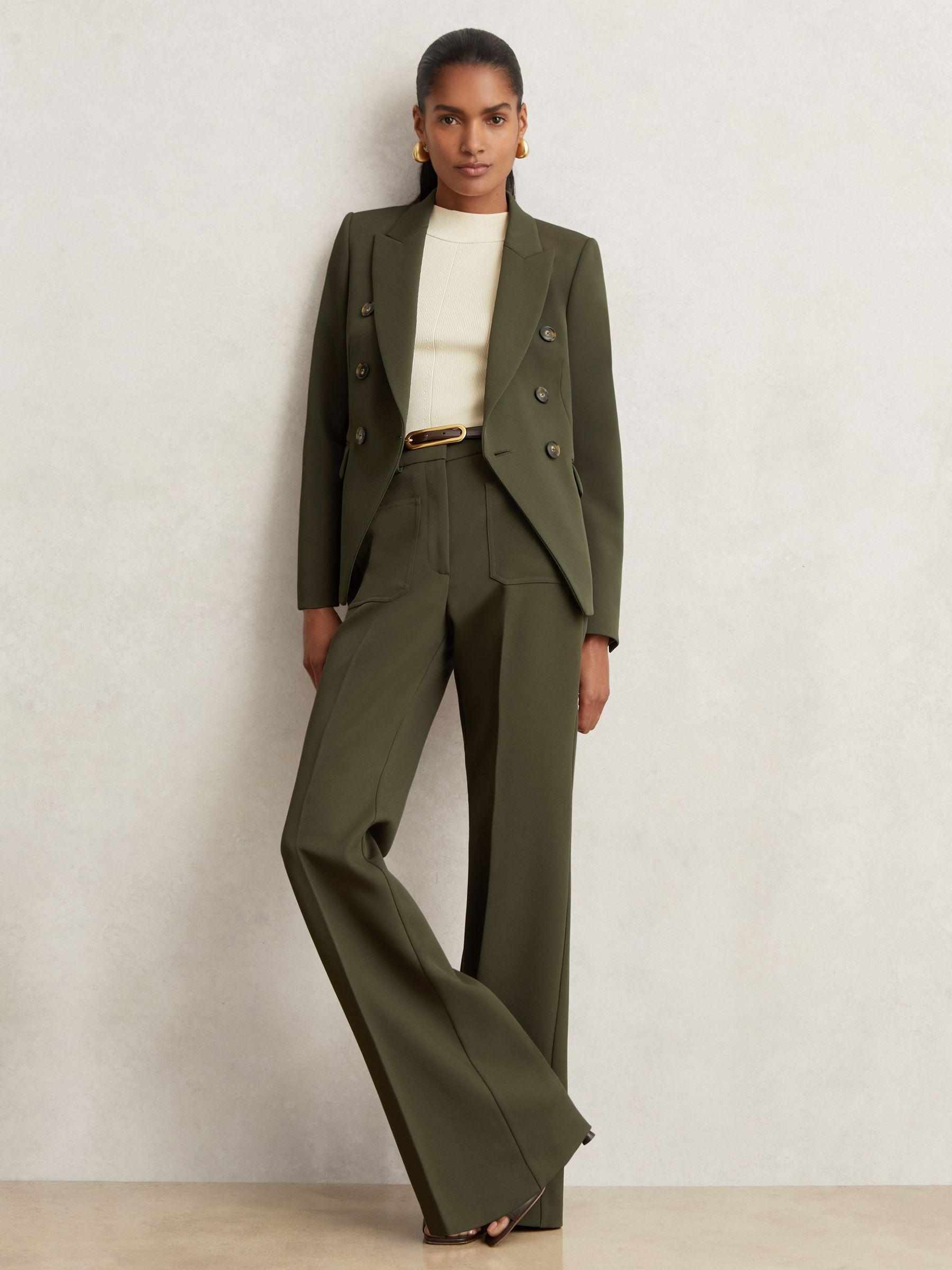 Twill Double-Breasted Blazer in Green Product Image