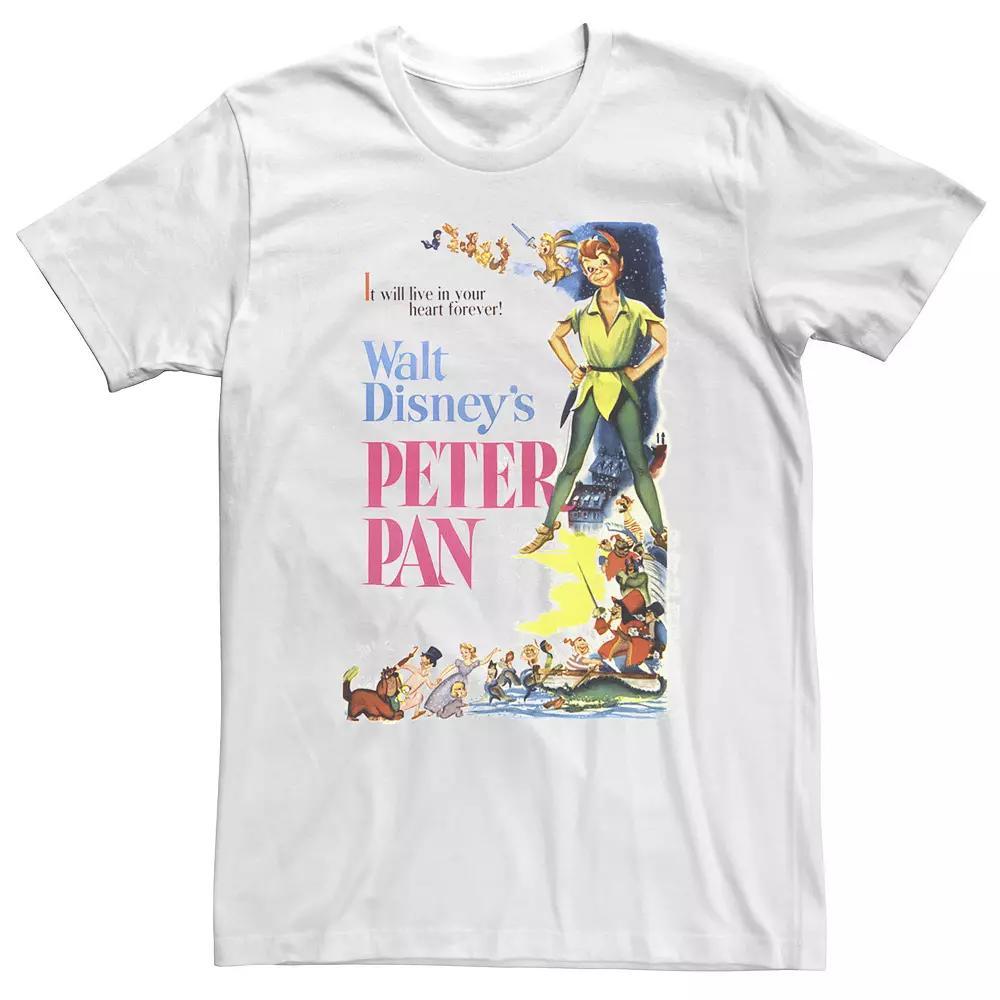 Big & Tall Disney Peter Pan Vintage Cartoon Poster Tee, Men's, Size: 4XL Tall, White Product Image