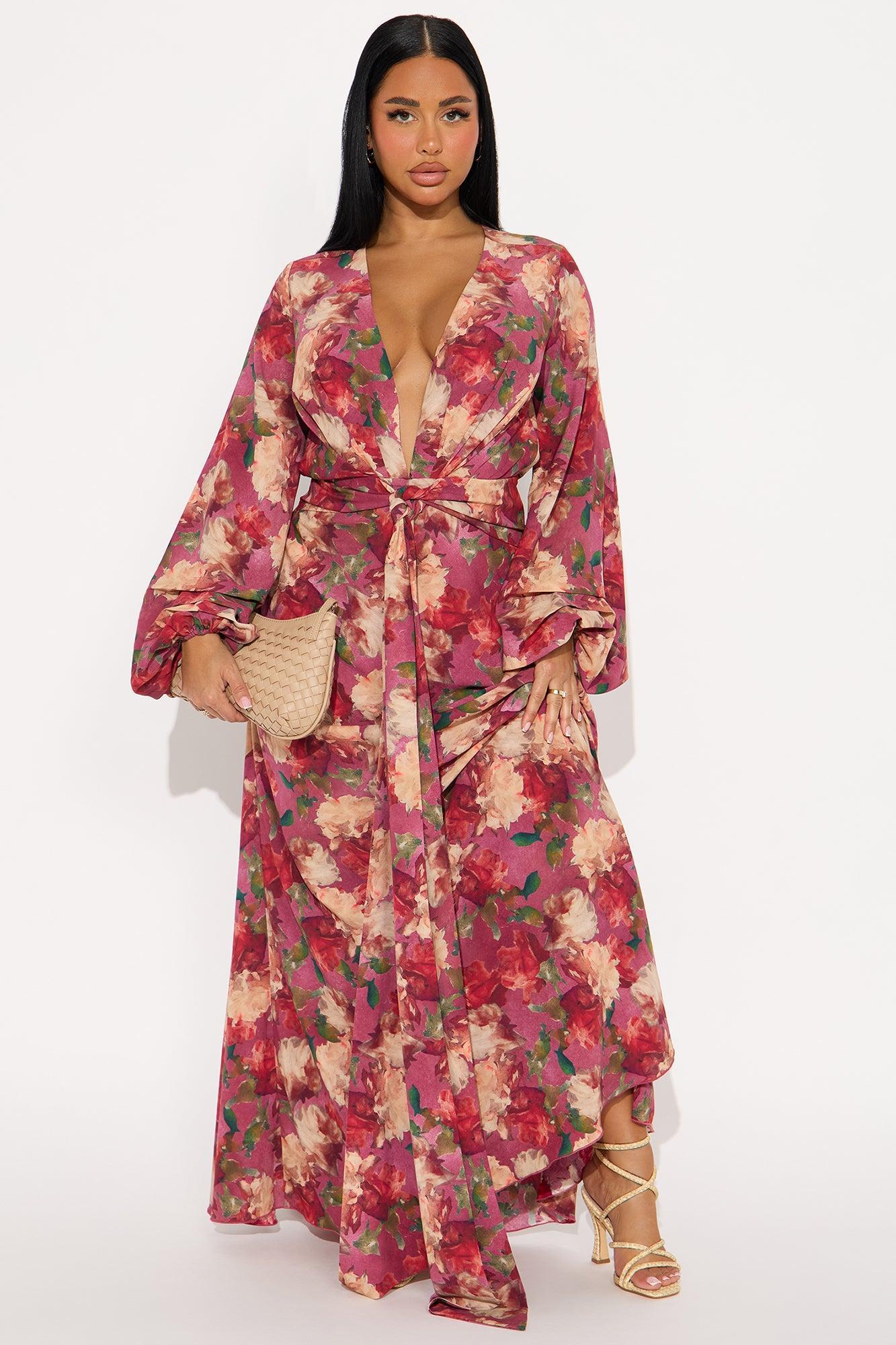 Rachelle Long Sleeve Maxi Dress - Mauve/combo Product Image