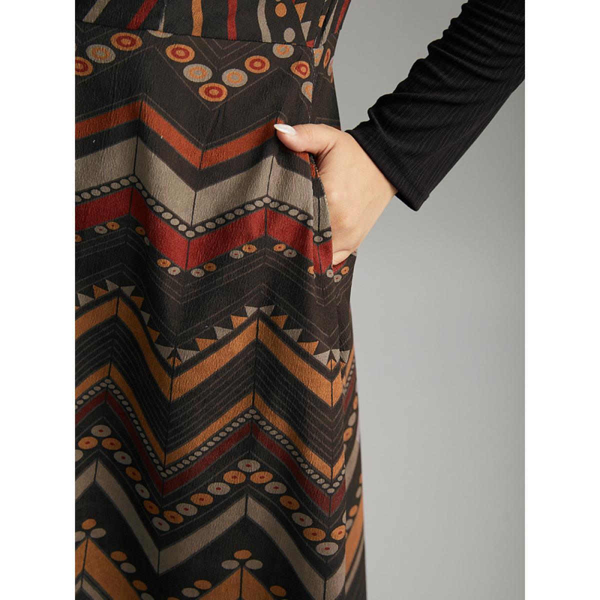 Plus Size Bandana Print Pocket Sleeveless Dress Multicolor Women Vacation Printed V-neck Sleeveless Curvy Midi Dress BloomChic 22-24/3X Product Image