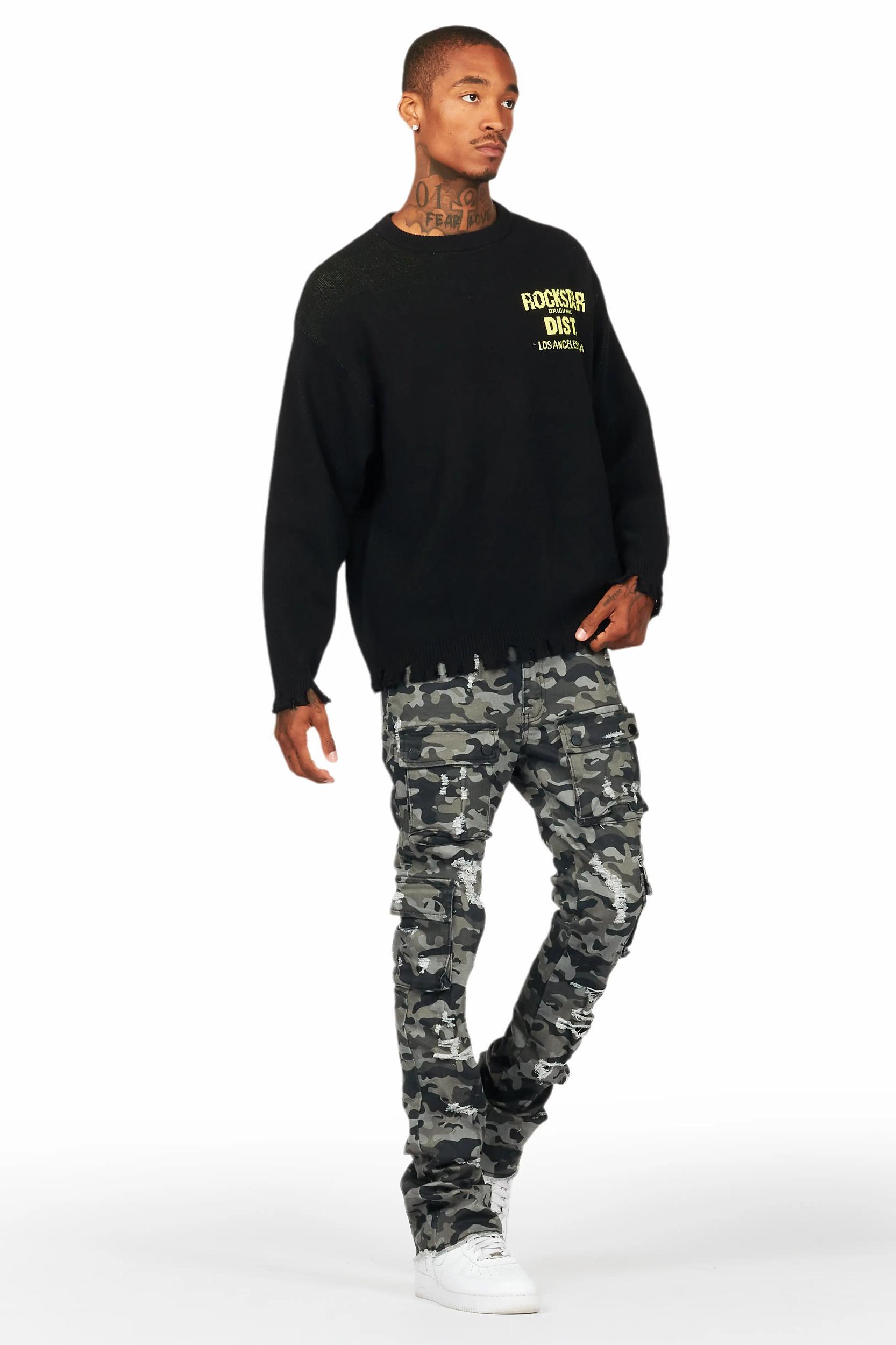 Zaid Grey Camo Stacked Flare Jean Male Product Image