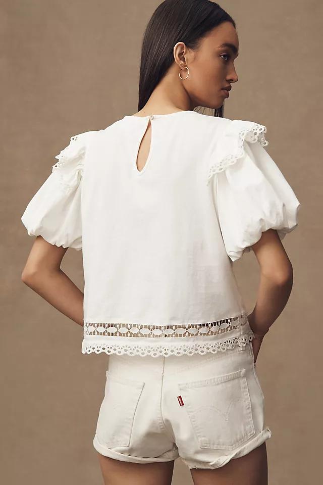 By Anthropologie Puff-Sleeve Cutwork Top Product Image
