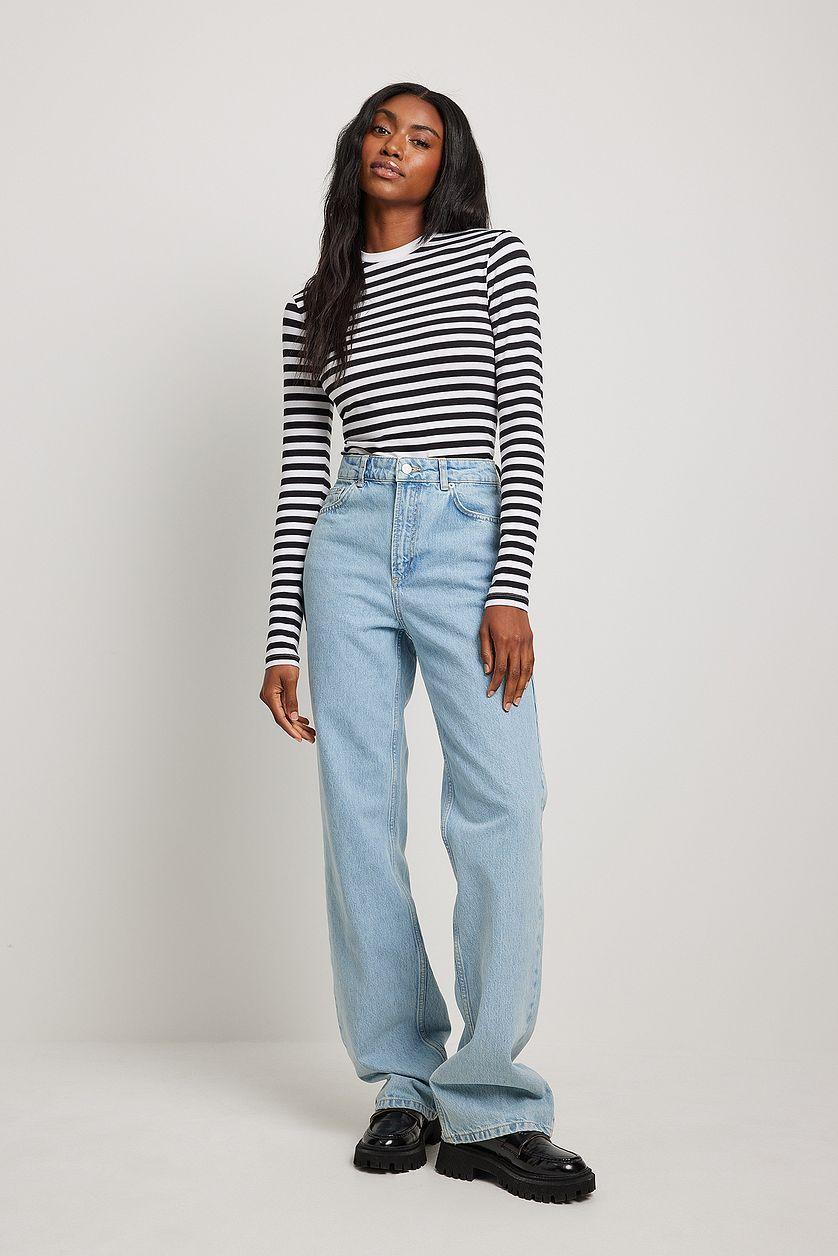 Long Sleeve Striped Fitted Top Product Image