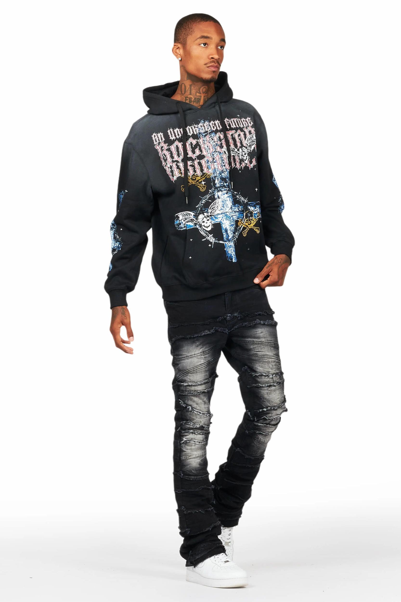 Franko Black Stacked Flare Jean Male Product Image