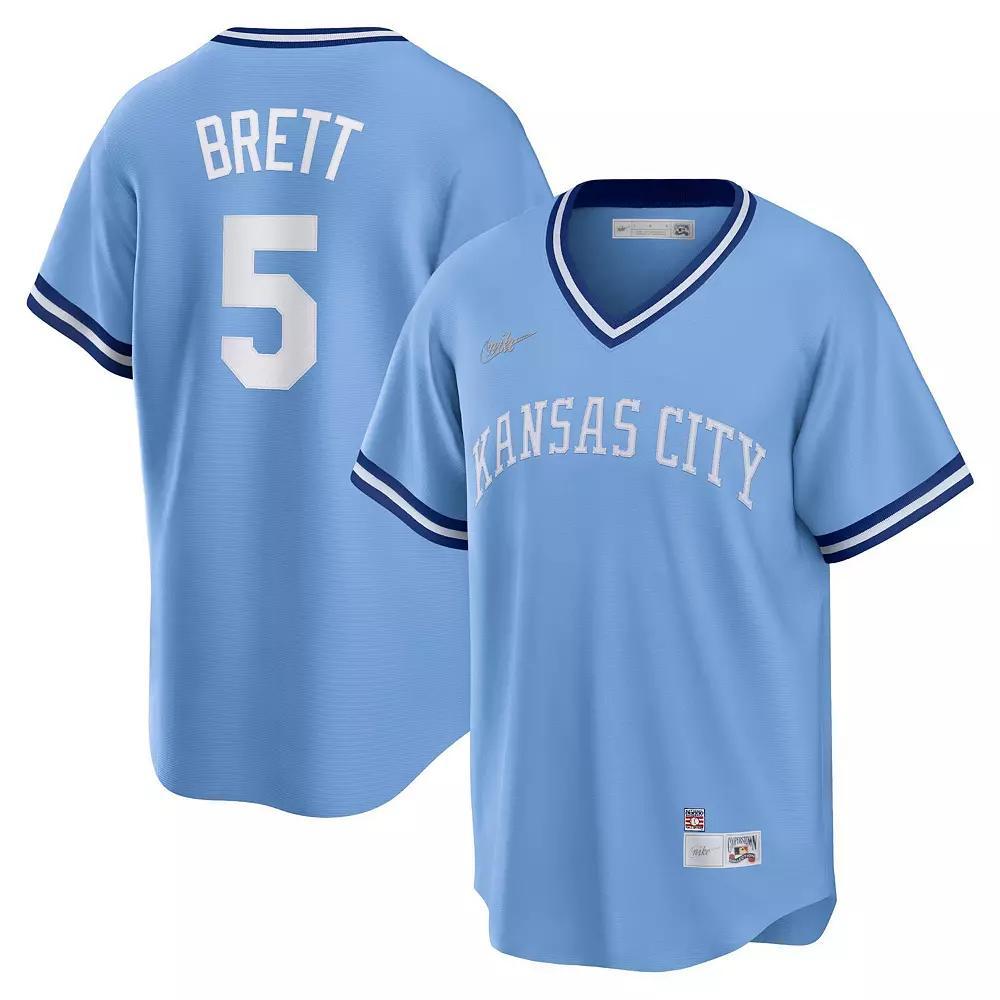 Mens Nike George Brett Blue Kansas City Royals Road Cooperstown Collection Player Jersey Product Image