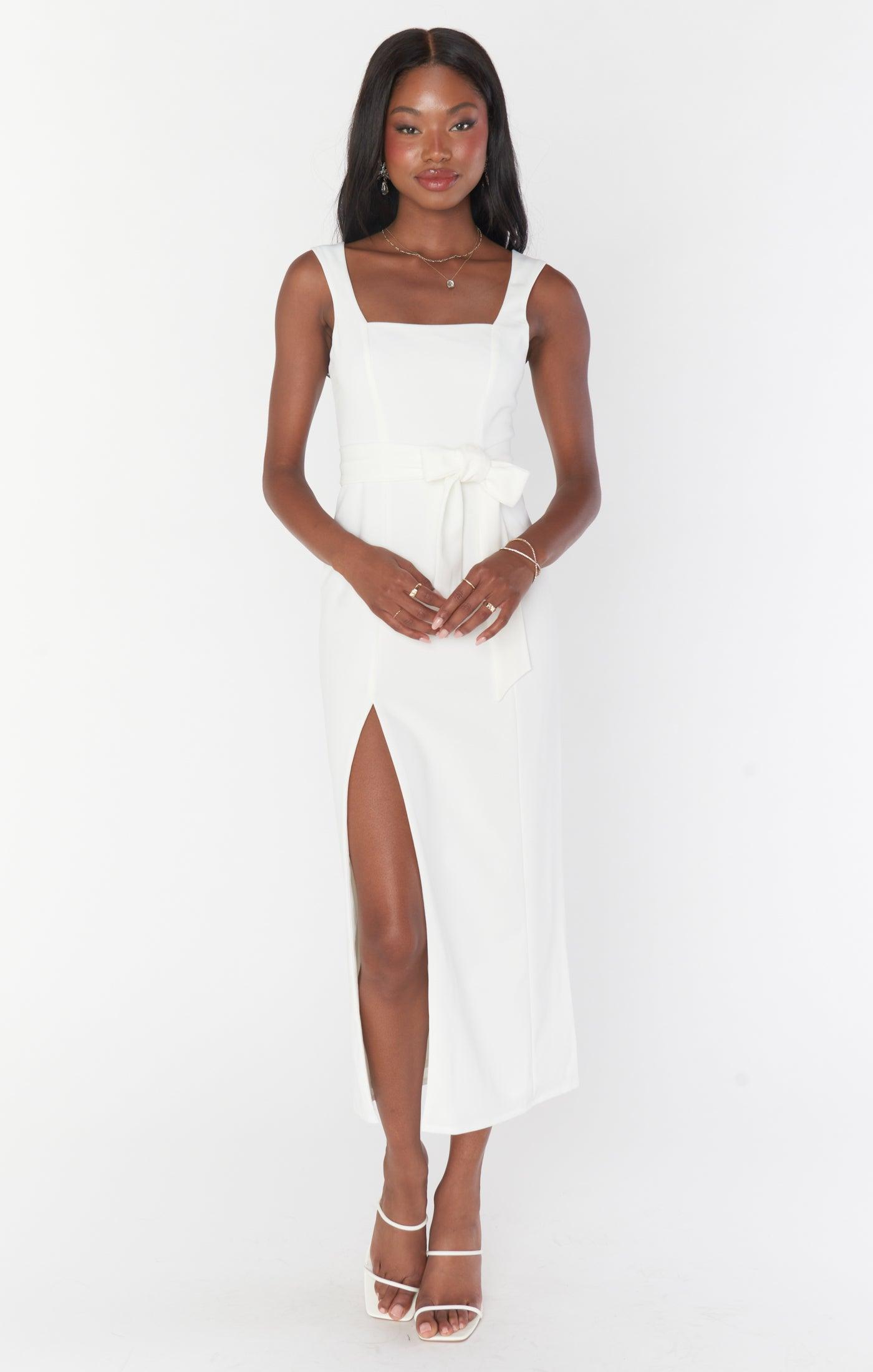 Eden Midi Dress ~ White Stretch Product Image