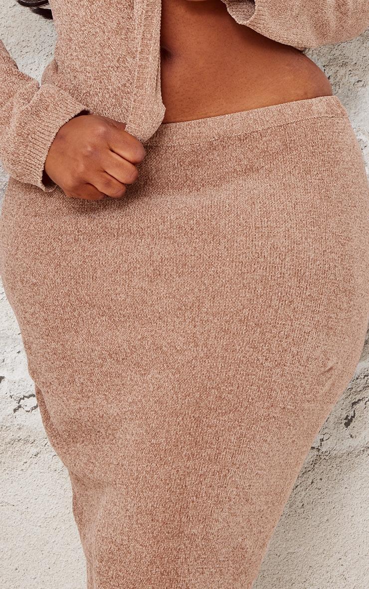 Plus Taupe Soft Textured Knit Maxi Skirt Product Image
