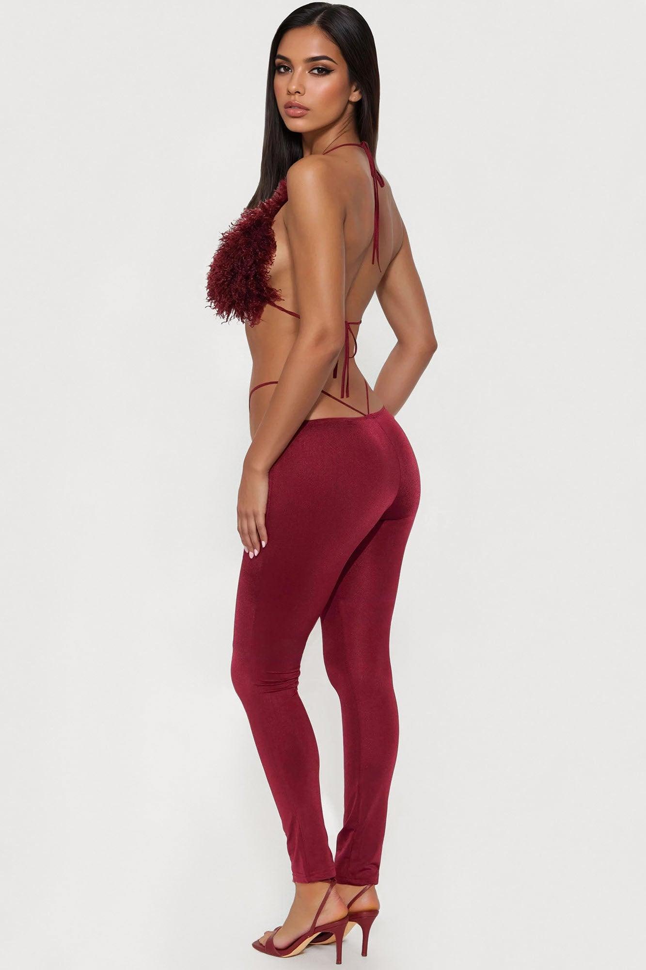 Fur Fantasy Jumpsuit - Burgundy Product Image