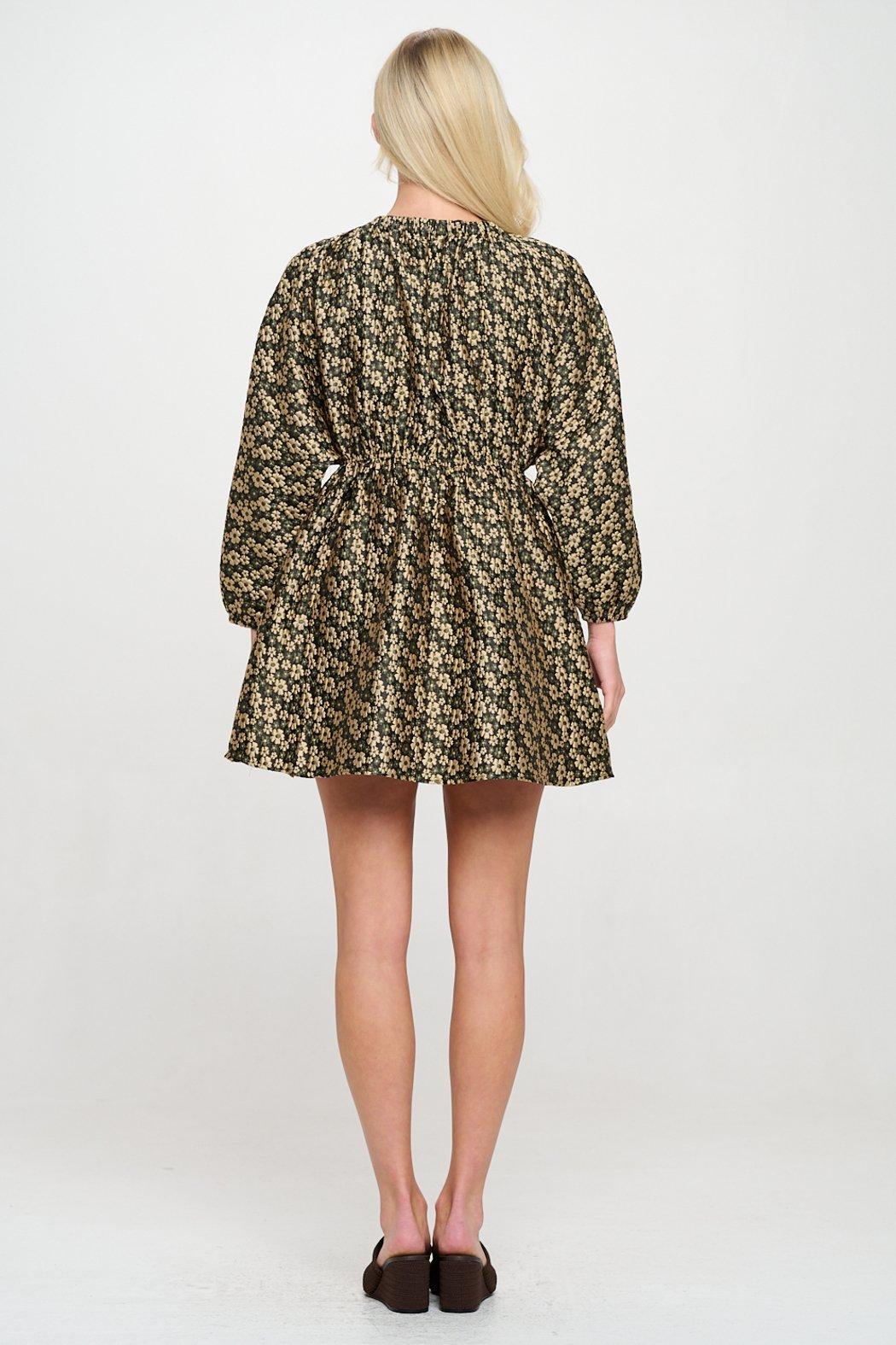 Gold Daisy Jacquard Short Dress Product Image