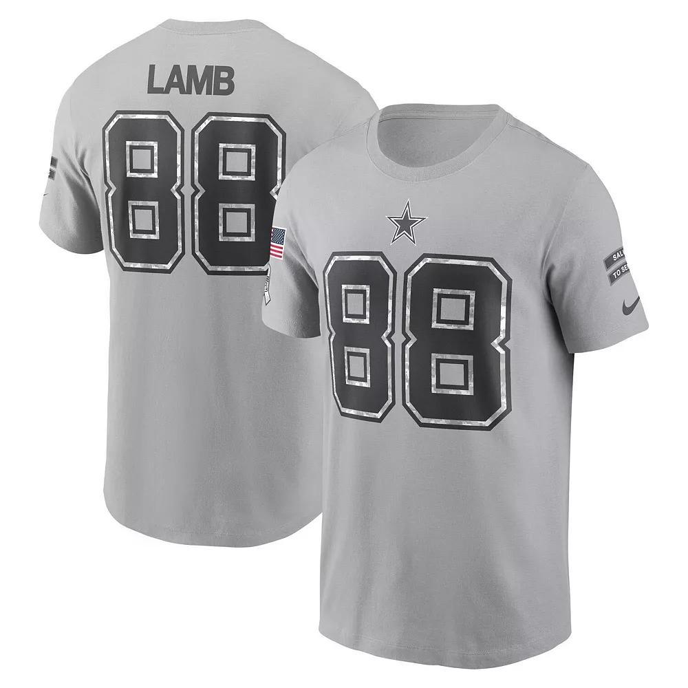 Men's Nike CeeDee Lamb Gray Dallas Cowboys 2024 Salute To Service Name & Number T-Shirt, Size: 3XL, Grey Product Image