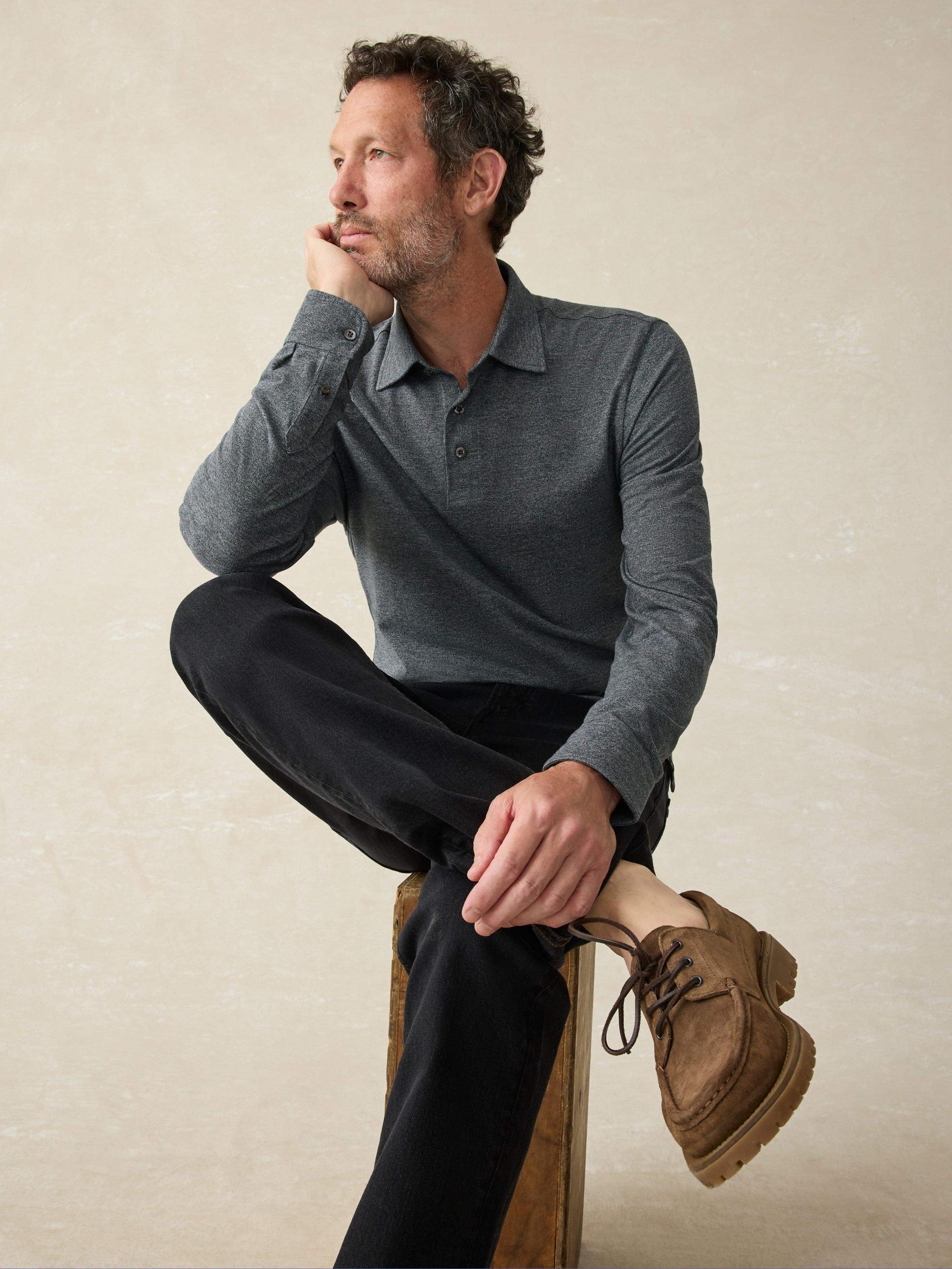 Movement™ Long-Sleeve Pique Polo - Dusty Iron Heather Male Product Image