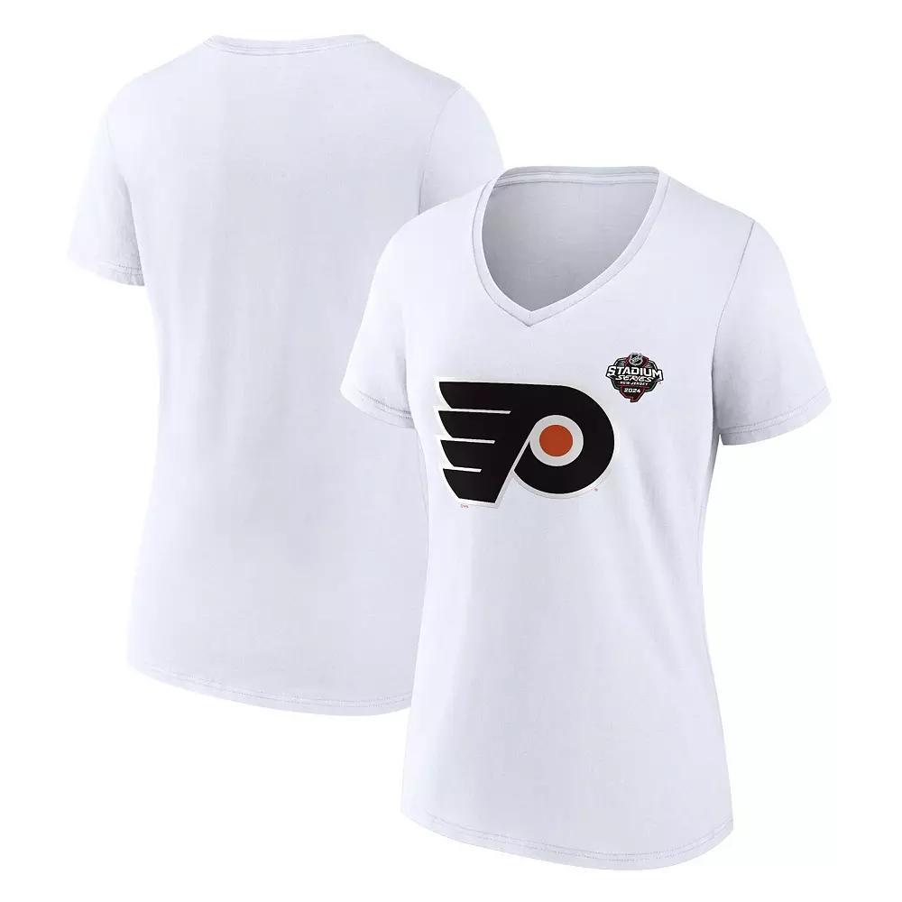 Women's Fanatics  White Philadelphia Flyers 2024 NHL Stadium Series Logo V-Neck T-shirt, Size: Small, Fly White Product Image