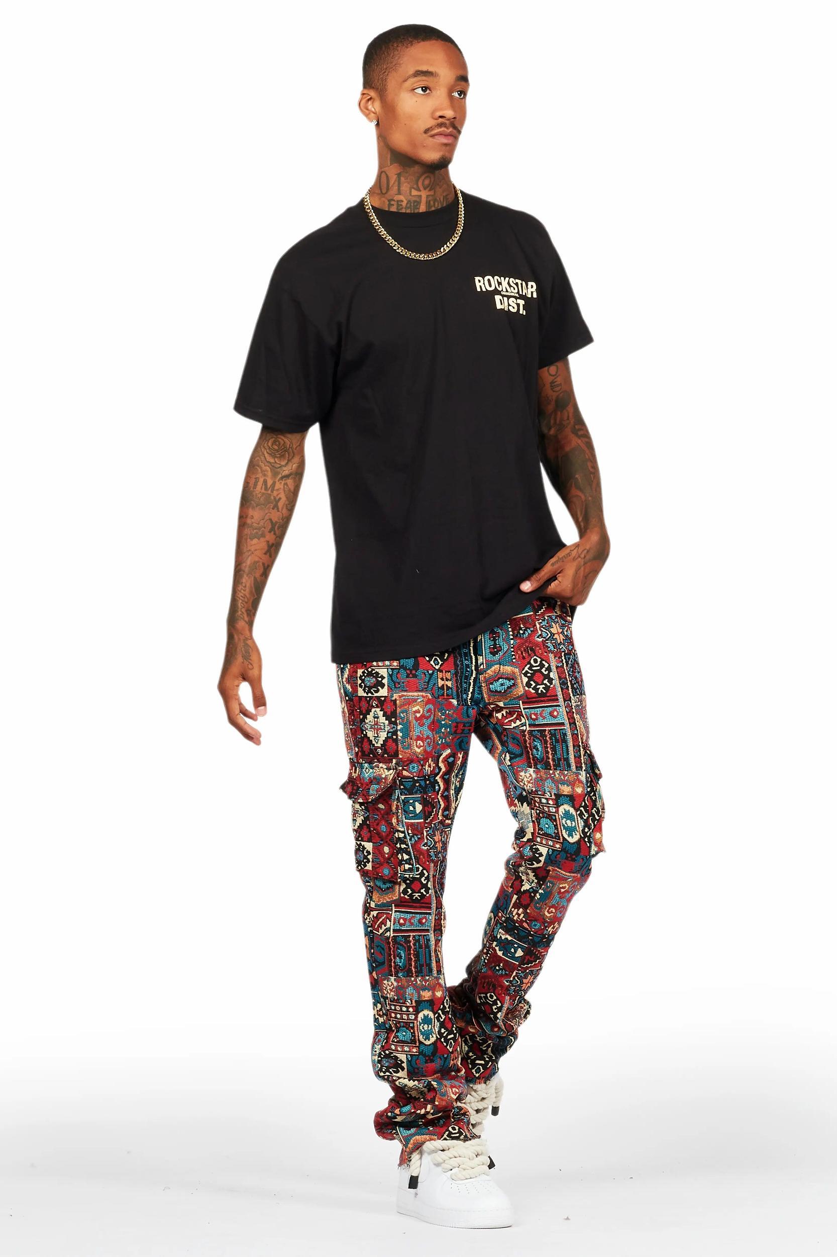 Nard Red Multi Tapestry Stacked Flare Jean Male Product Image