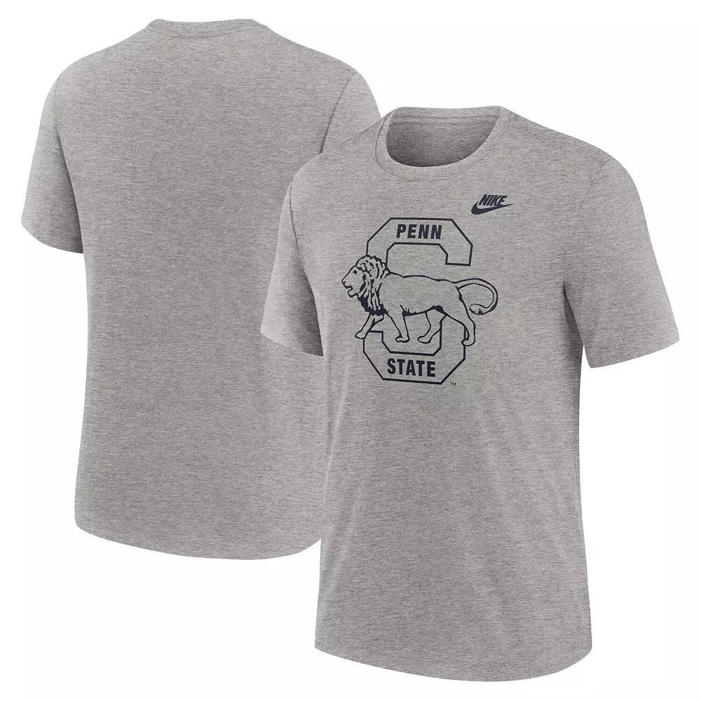 Men's Nike Heather Gray Penn State Nittany Lions Blitz Evergreen Legacy Primary Tri-Blend T-Shirt, Size: Large, Grey Product Image