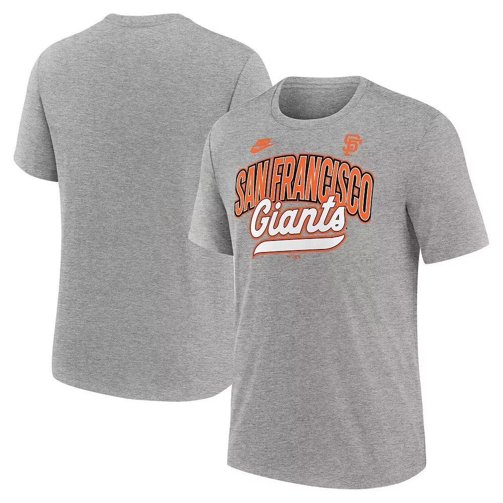 Men's Nike Heather Gray San Francisco Giants Cooperstown Collection Retro Tri-Blend T-Shirt, Size: Medium, Grey Product Image
