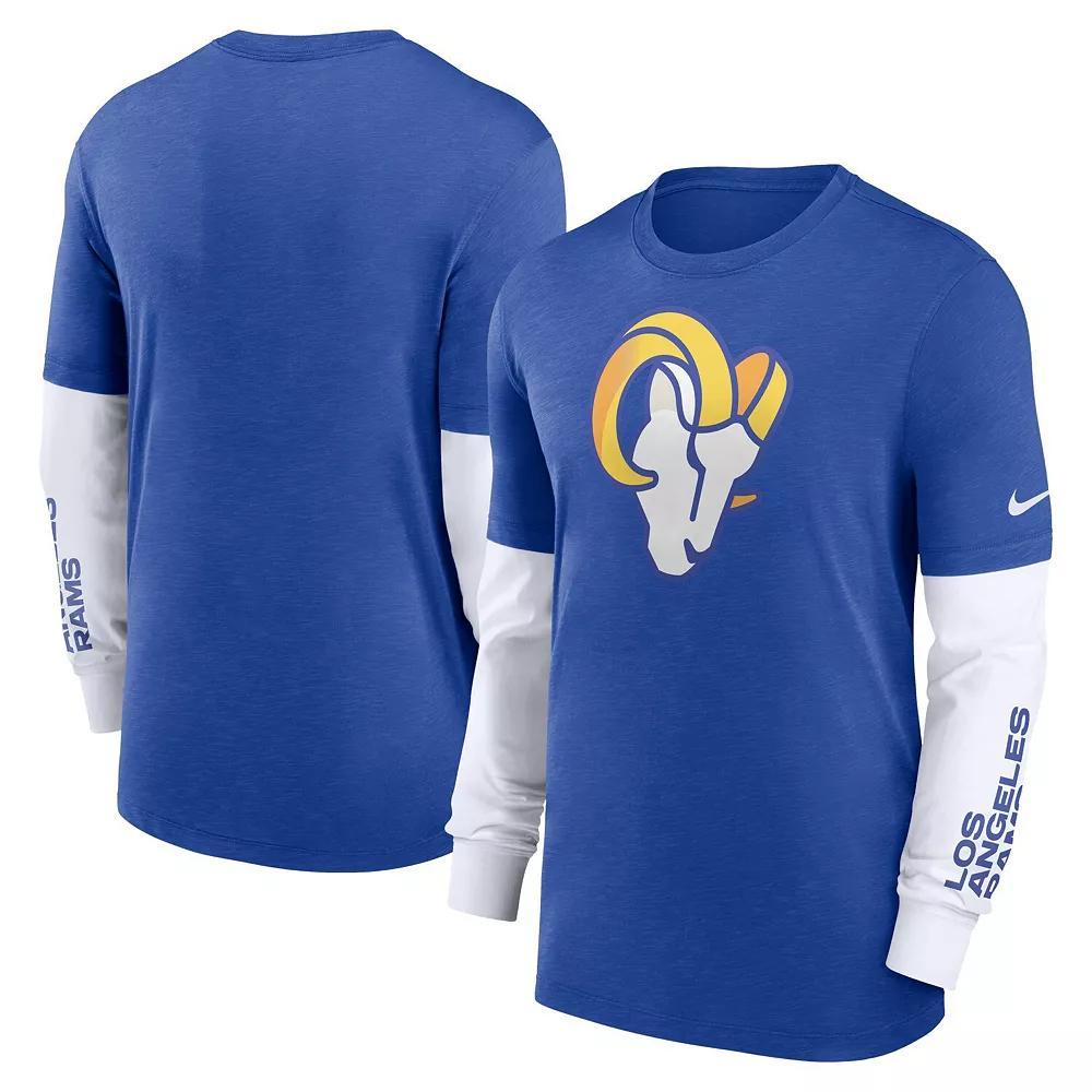 Men's Nike Heather Royal Los Angeles Rams Slub Fashion Long Sleeve T-Shirt, Size: 3XL, Blue Product Image