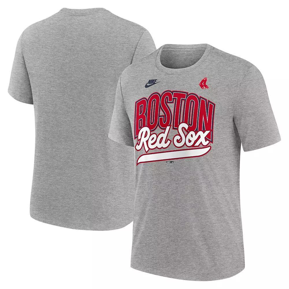 Men's Nike Heather Gray Boston Red Sox Cooperstown Collection Retro Tri-Blend T-Shirt, Size: 3XL, Grey Product Image