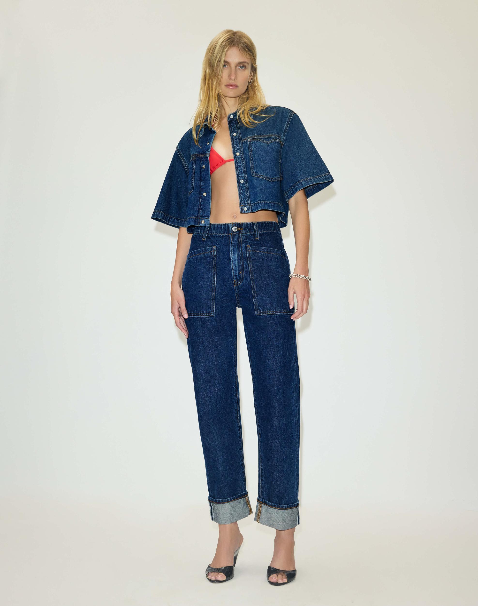 Oversized Crop Shirt - Rustic Indigo Product Image