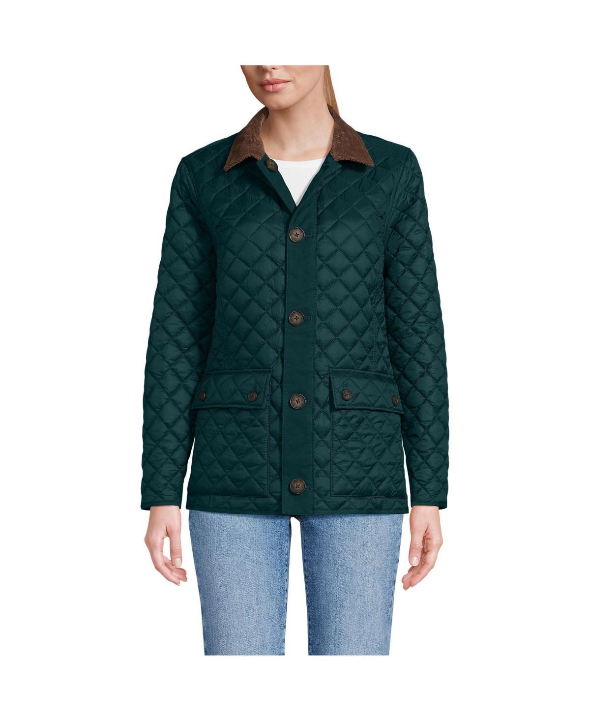 Womens Lands End Reversible Barn Quilted Jacket Green Green Navy Product Image