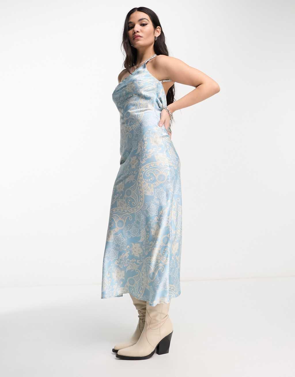 Emory Park satin paisley print one shoulder midaxi dress Product Image