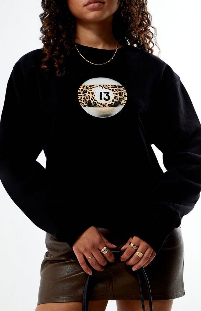 Women's Pool Ball Leopard Crew Neck Sweatshirt Product Image