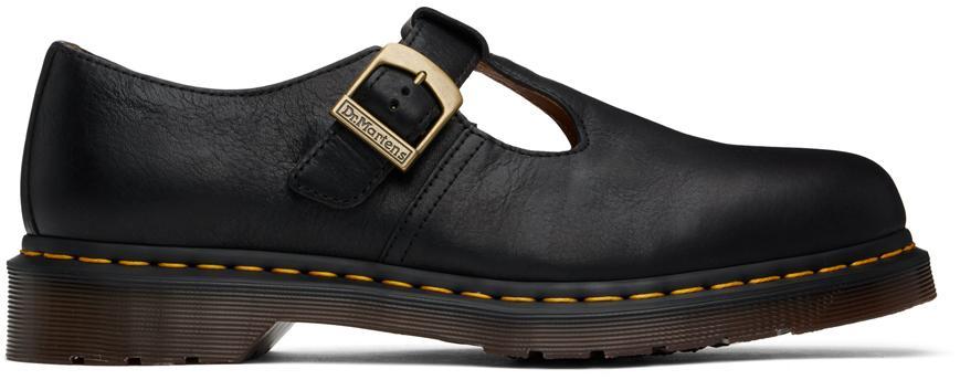 DR. MARTENS' Black T-bar Regency Leather Monkstraps In Black Regency Calf Product Image